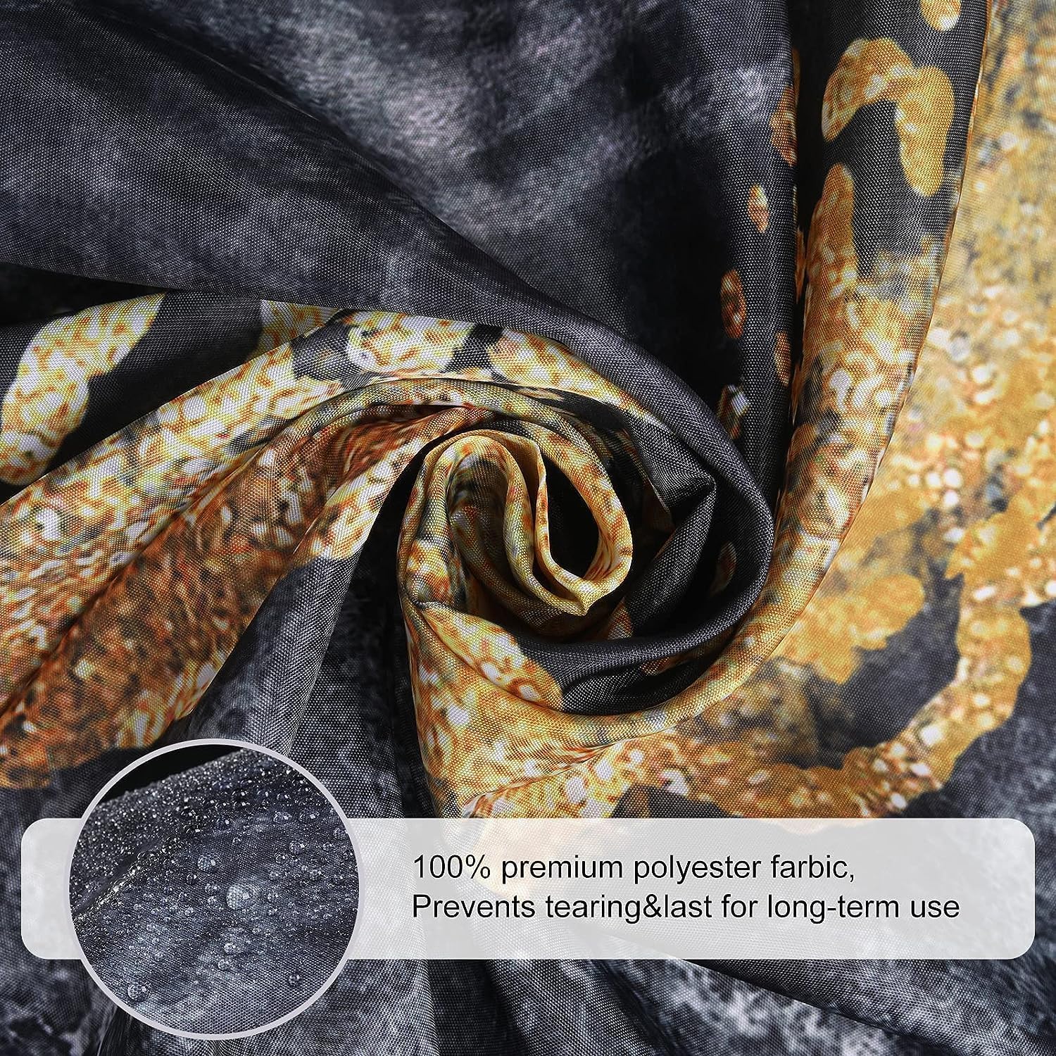 Cortina de ducha de mármol, juego de cortina de ducha de mármol negro, abstracto, lujoso, negro, gris, dorado, con textura de venas para baño, tela