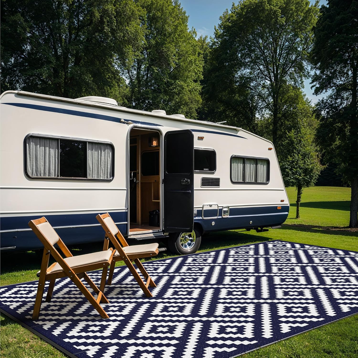 GENIMO – Tapetes de exterior de 8 x 10 pies, impermeables, reversibles, tapete de paja de plástico, geométrico, para patio, campamento, caravana,