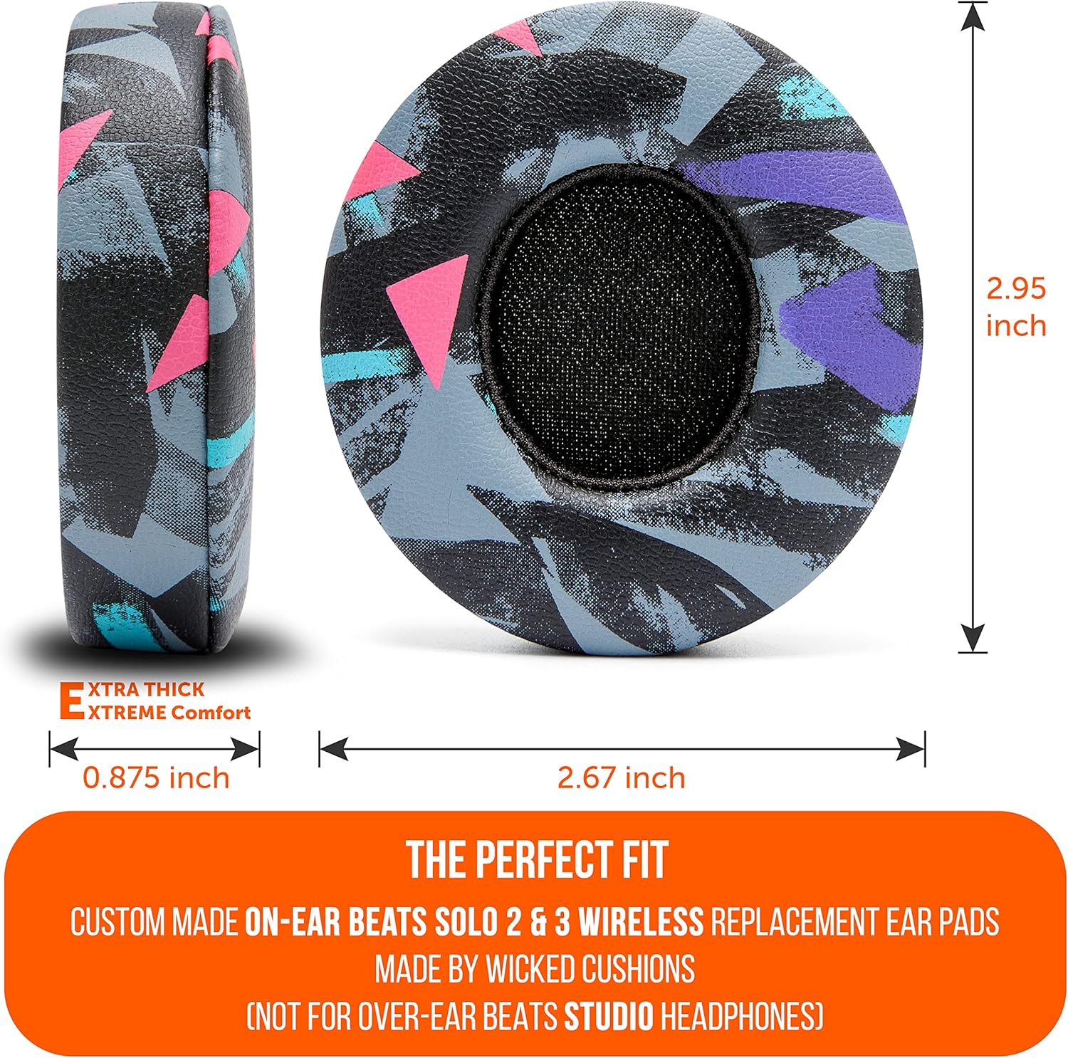 WC Wicked Cojines, almohadillas extra gruesas de repuesto para Beats Solo 2 y 3 de Wicked Cojines, almohadillas para los auriculares inalámbricos