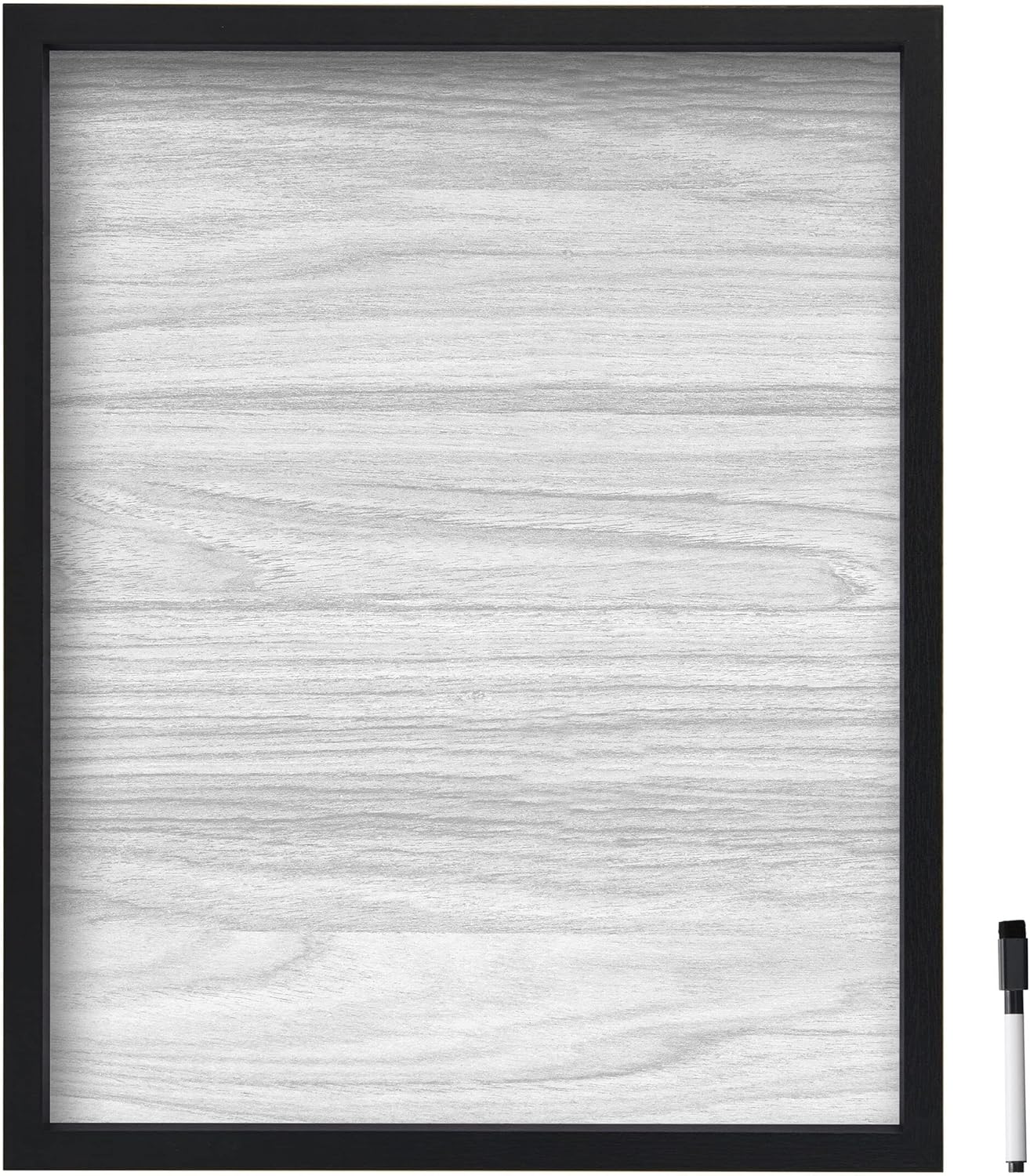 Mikasa Tablero blanco con estampado de grano de madera enmarcado, incluye 1 marcador