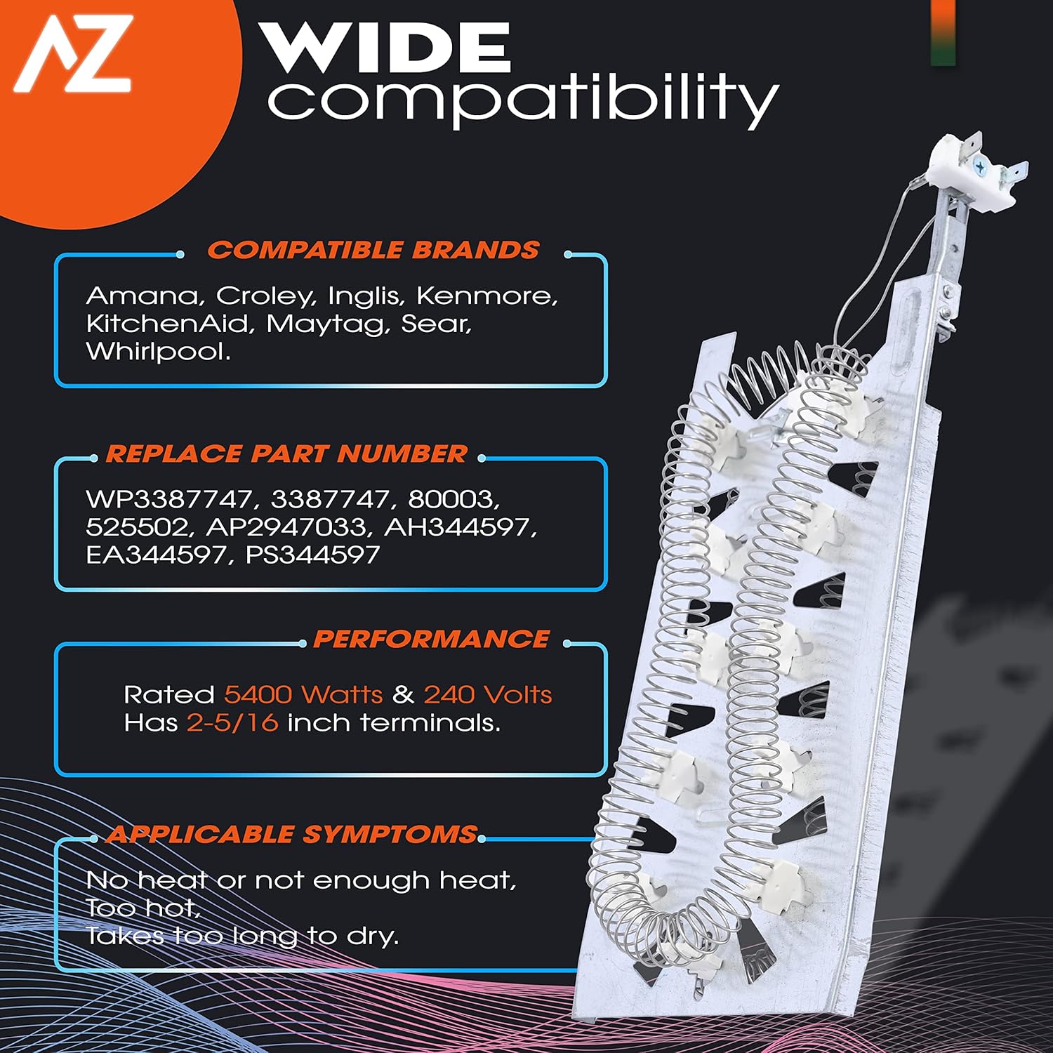 WP3387747 3387747 Elemento calefactor de secadora reemplaza WP3387749 3387749 3387748 W10832958 W10864898 W11344457 W11045584 y 279984 816 Theresa