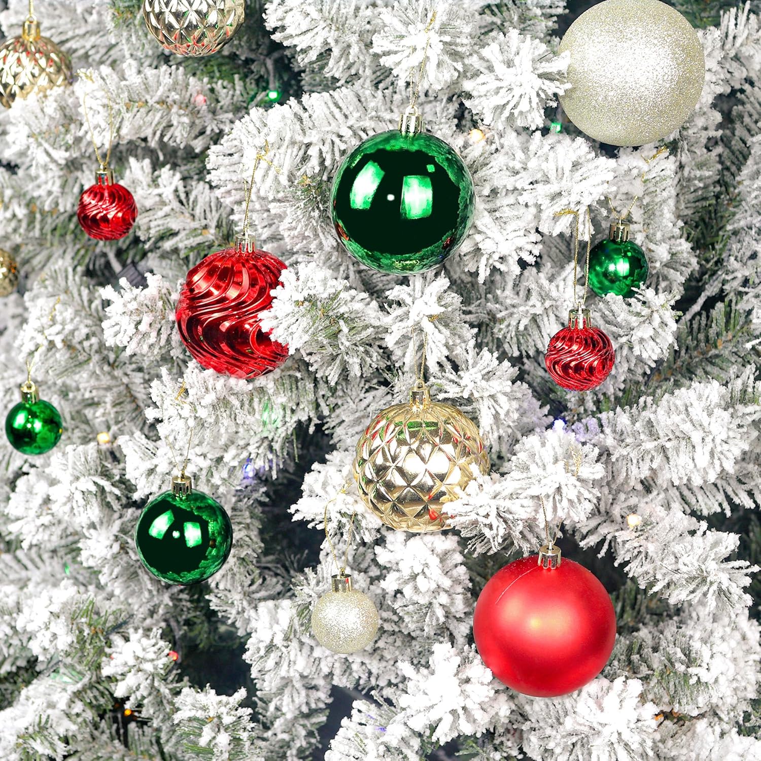 Annecy Adornos para árbol de Navidad, juego de 36 adornos de bolas de Navidad inastillables para Navidad, vacaciones, corona y decoraciones de