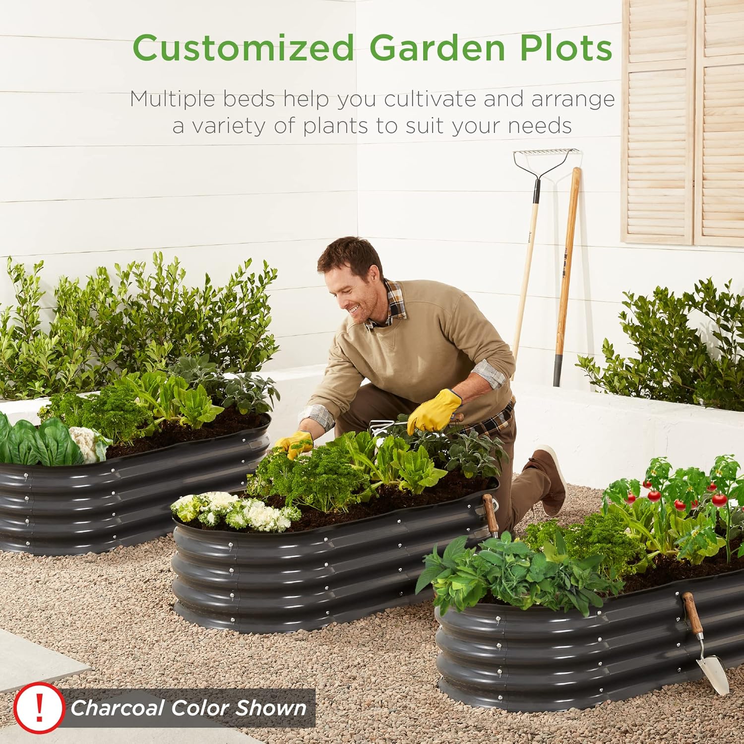 Best Choice Products Cama de jardín elevada de metal para exteriores de 4 x 2 x 1 pies, maceta ovalada de raíces profundas para verduras, flores,
