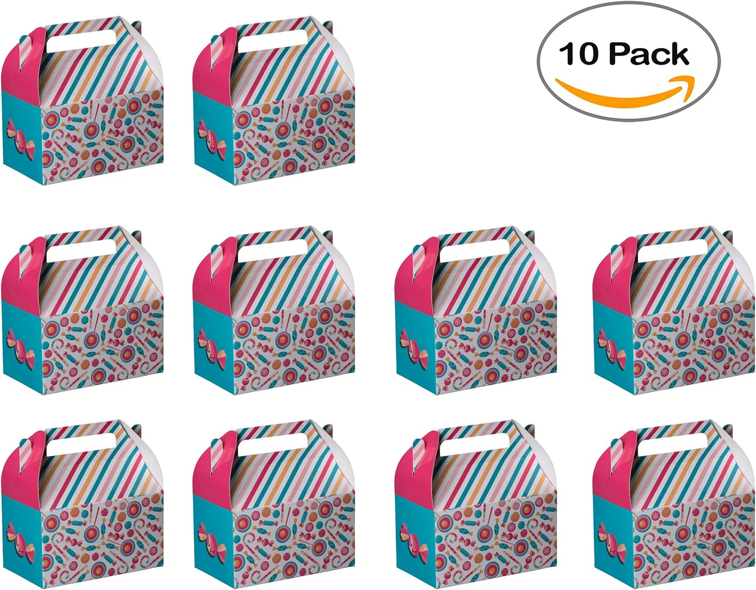 Hammont Cajas de papel (10 unidades) – Cajas de galletas para regalos de fiesta, bonitos diseños, perfectas para fiestas y celebraciones, 6.25 x