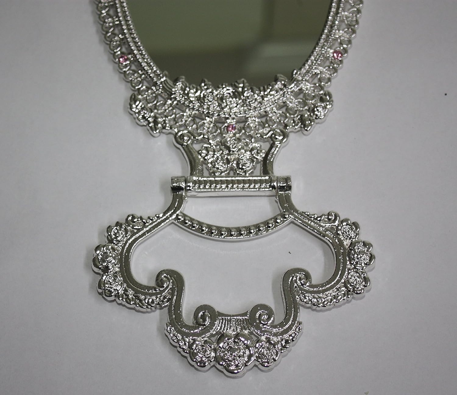 SEHAMANO – Espejo de mesa de maquillaje con diseño de rosas y corazones pequeños, estilo vintage, con diseño de rosas y corazones pequeños, espejo