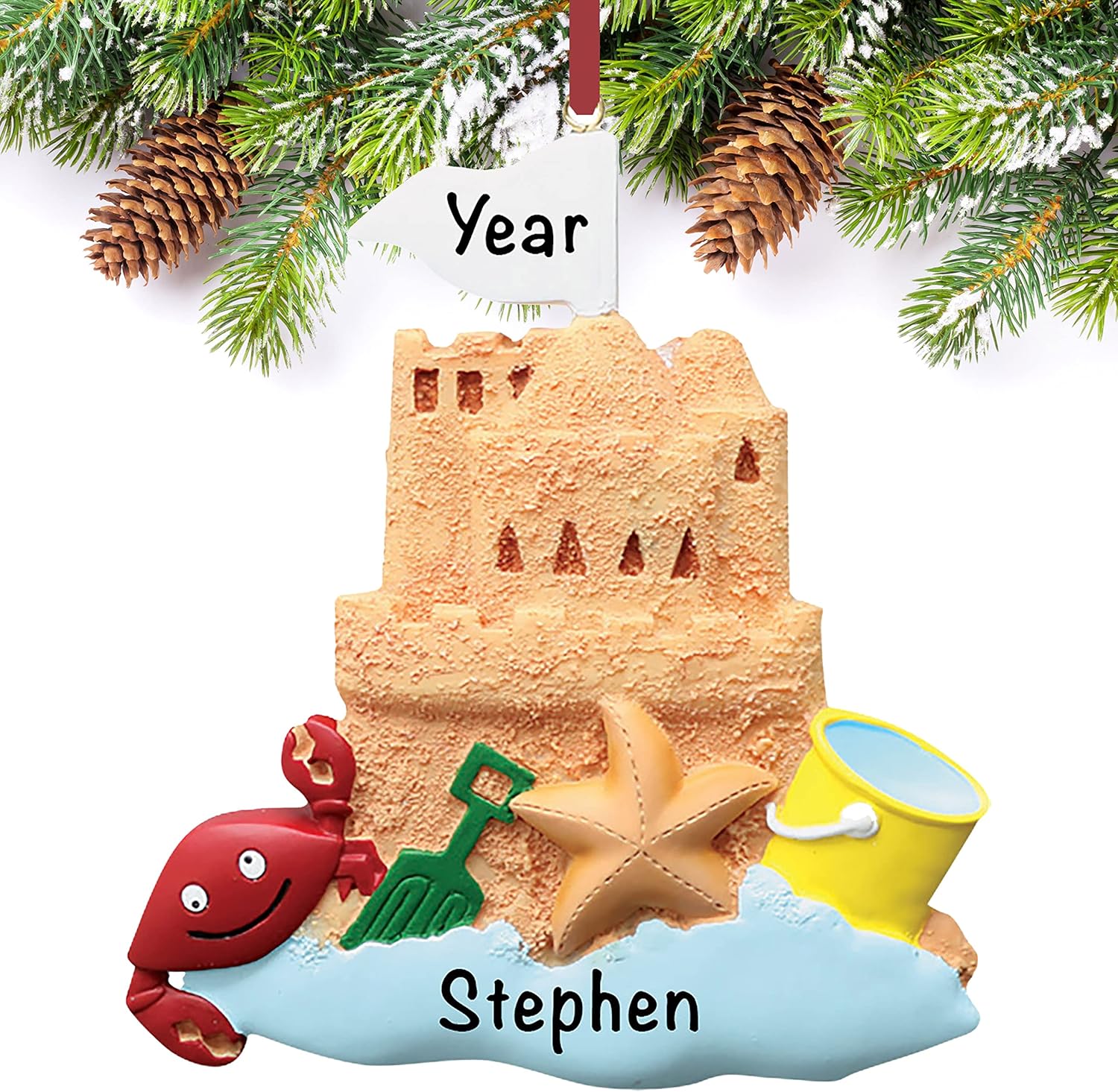 Adornos de Navidad personalizados para la playa 2023  Personalización rápida y gratuita las 24 horas  Decoraciones navideñas de castillo de arena