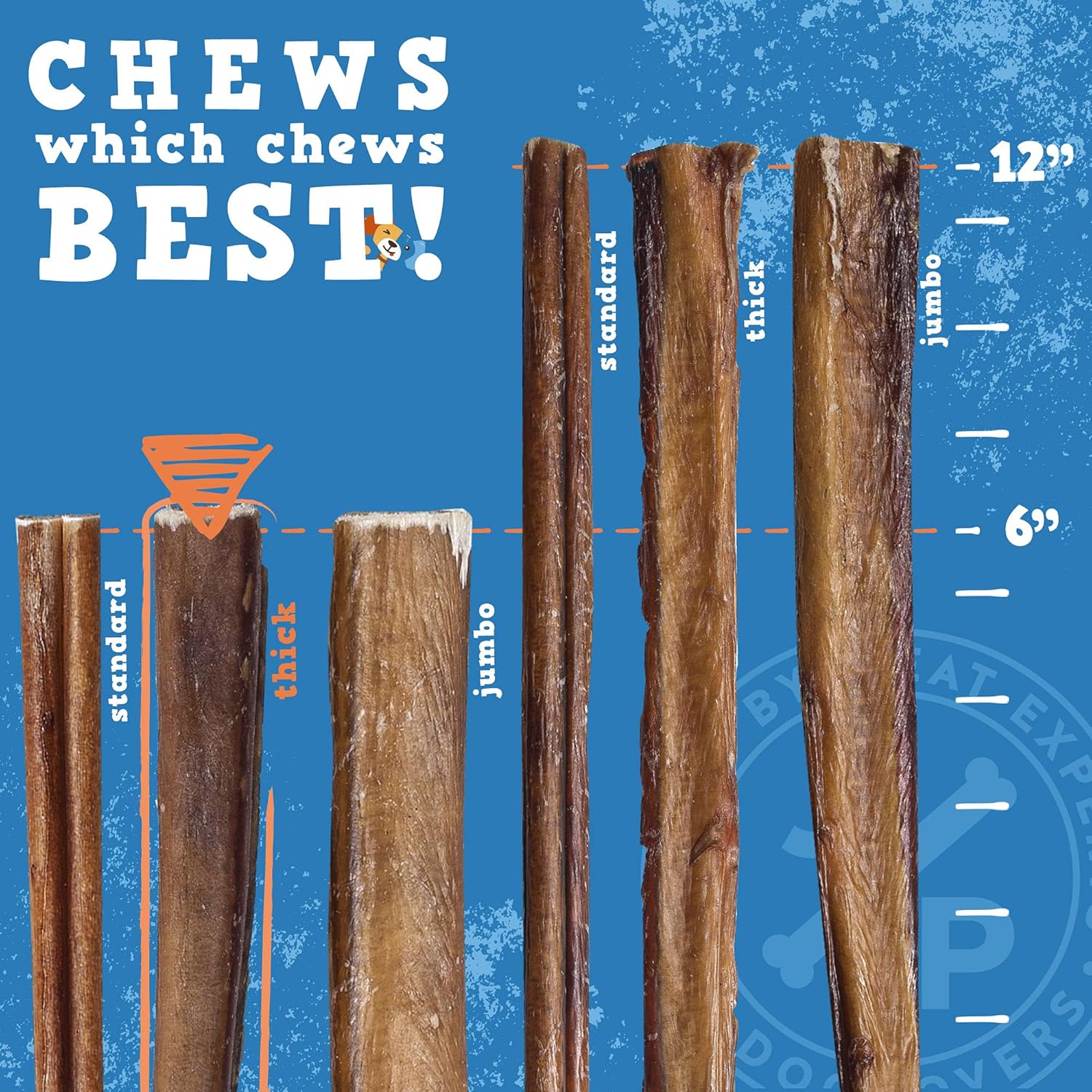 Jack&Pup – Palitos masticables de alta calidad de 6 pulgadas de grosor para perros medianos, palitos de matón para perros pequeños, palitos de matón