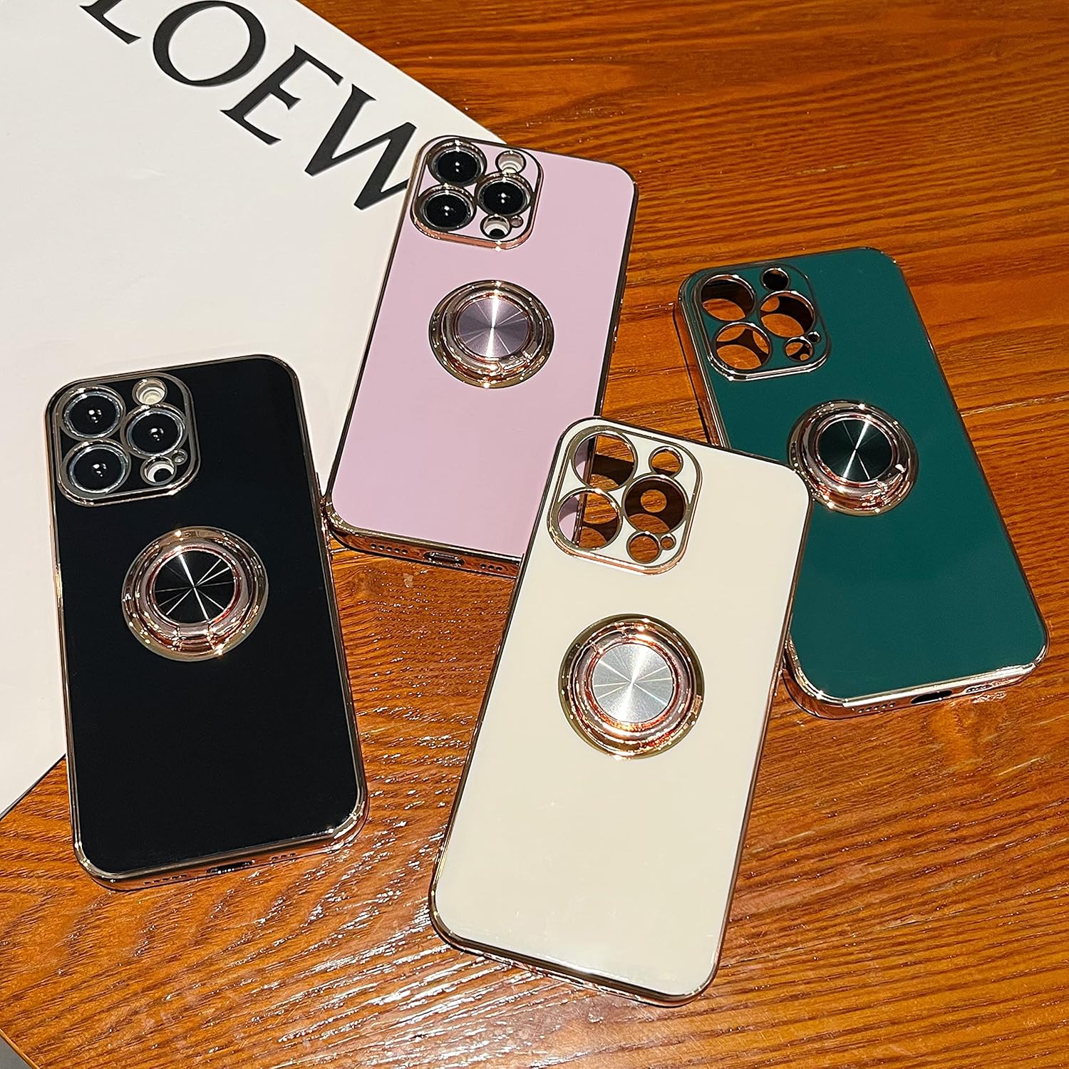 ZTOFERA Funda compatible con iPhone 14 Pro, fundas galvanizadas antiarañazos con soporte de anillo de 360, TPU suave y flexible a prueba de golpes,