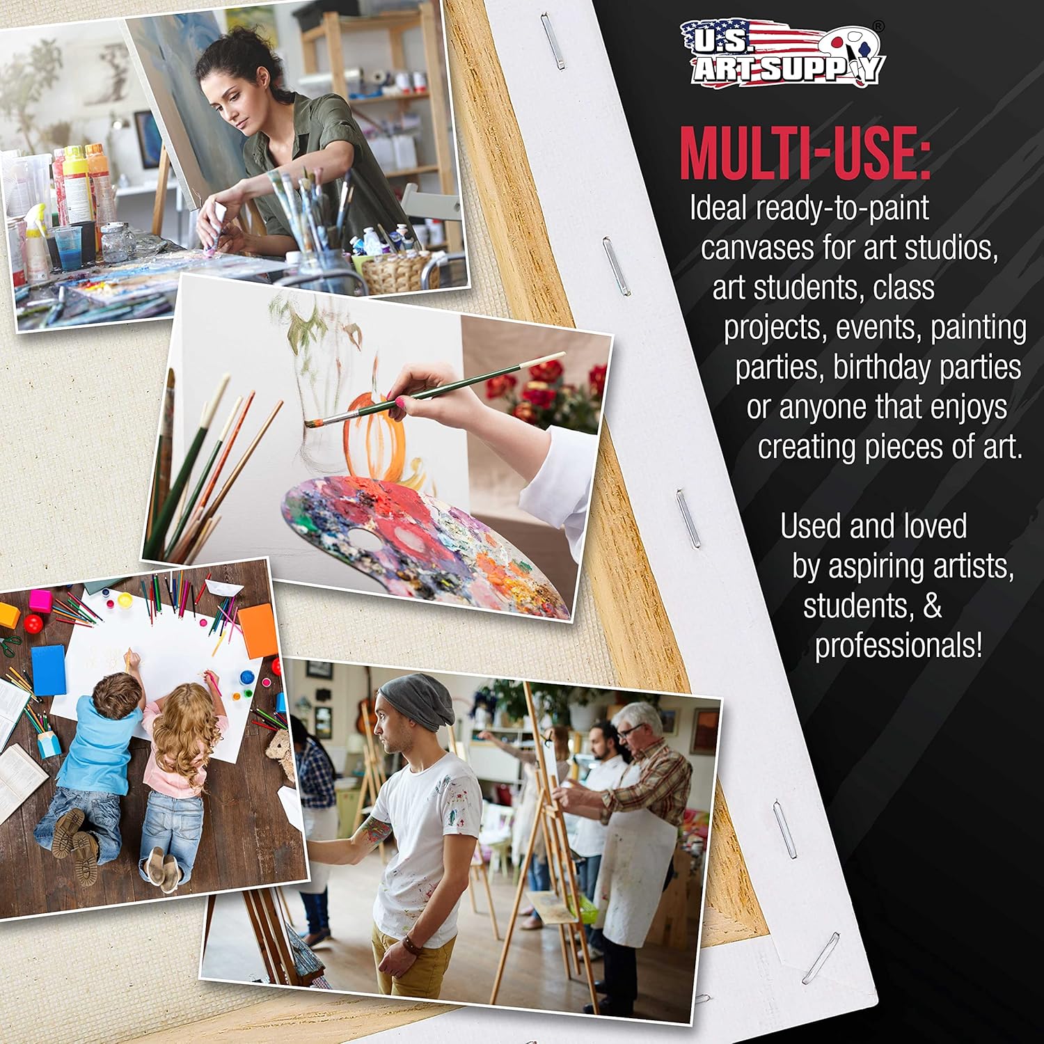 U.S. Art Supply Lienzos estirados de perfil de 1-12 pulgadas de profundidad de galería, 5 x 7 pulgadas, paquete de 5  imprimación triple de gesso