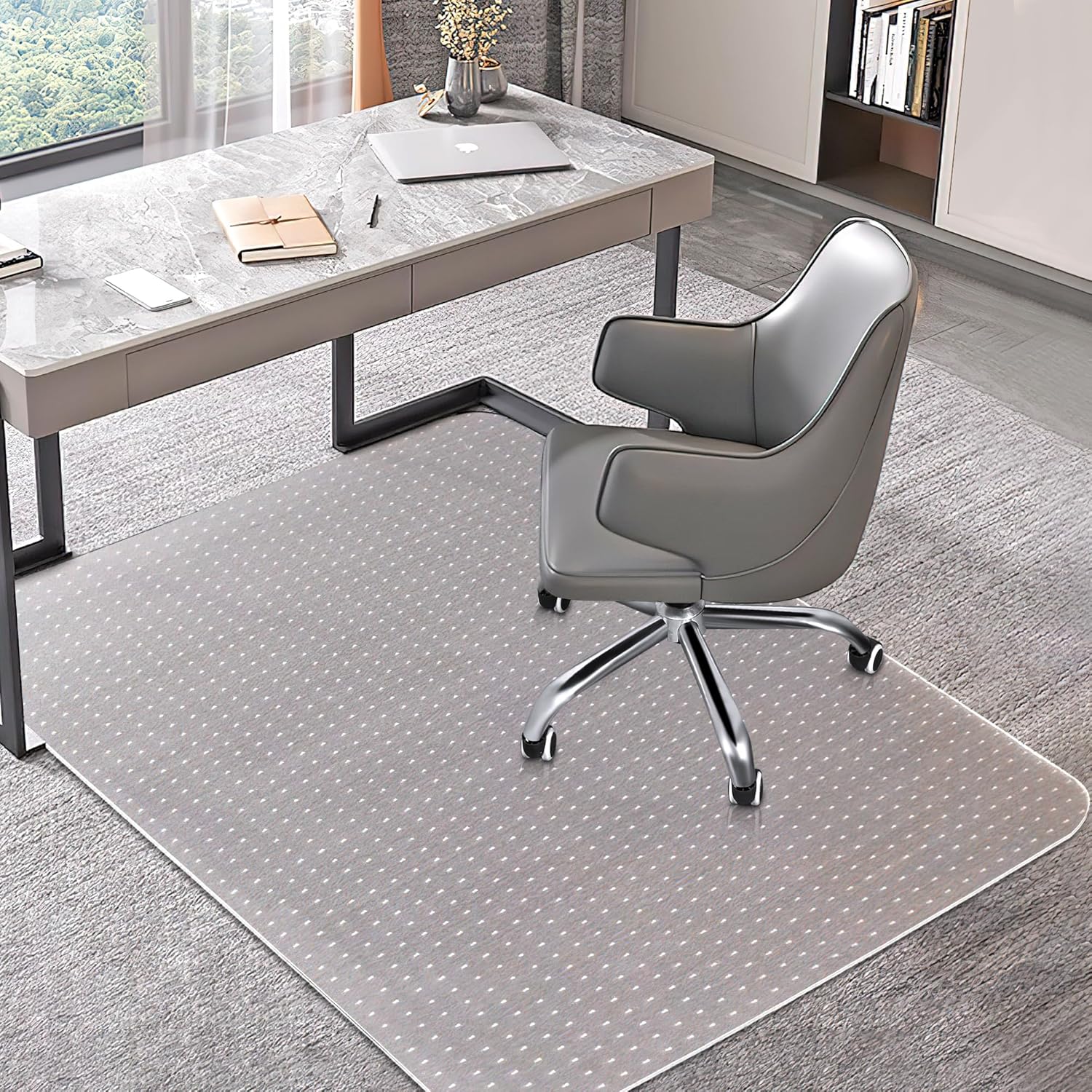 Tapete para silla de oficina para suelos alfombrados, 30 x 48 pulgadas, tapete transparente para silla de escritorio para suelos bajos y sin