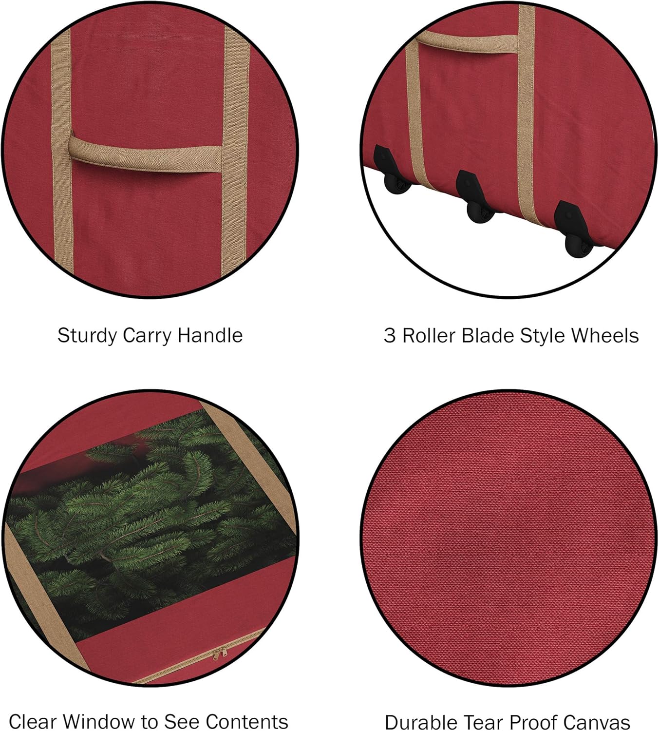 Elf Stor Bolsa de almacenamiento con ruedas para árbol de Navidad, se adapta a árboles de hasta 12 pies, color rojo