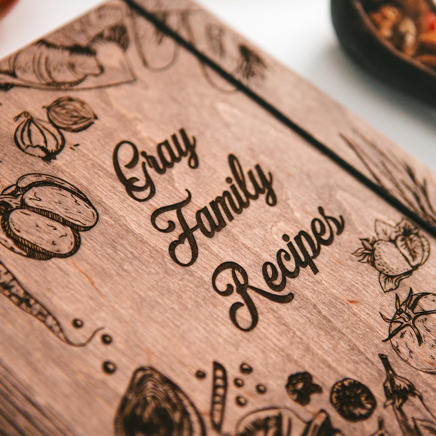 ENJOY THE WOOD Personalized Recipe Book Binder – Wooden Blank Family Cookbook Journal to Write in Your Own Recipes – Customized Recipe Binder,