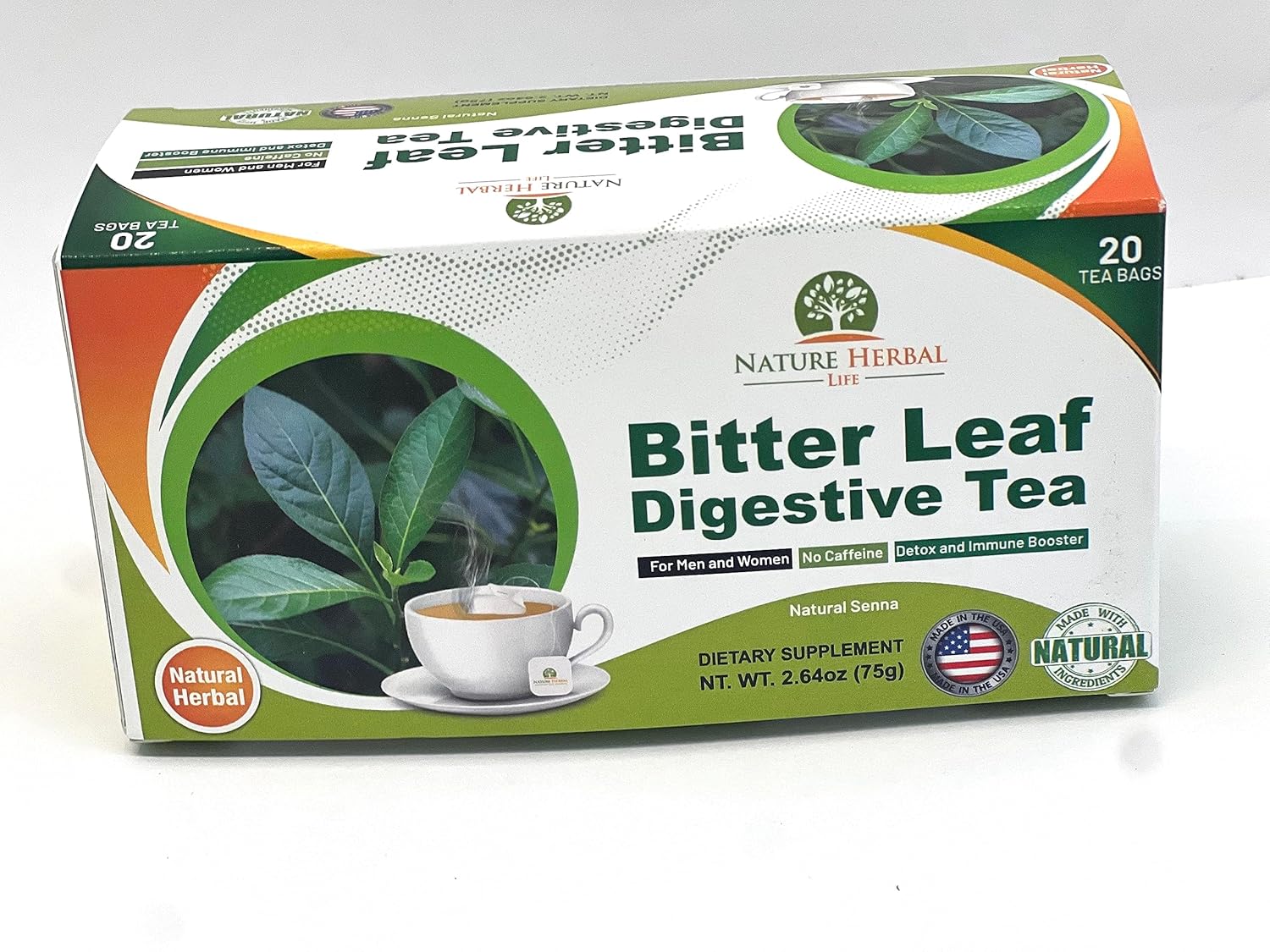 Té digestivo de hoja amarga. Sin cafeína. (20) bolsas de té de hierbas fabricadas en Estados Unidos