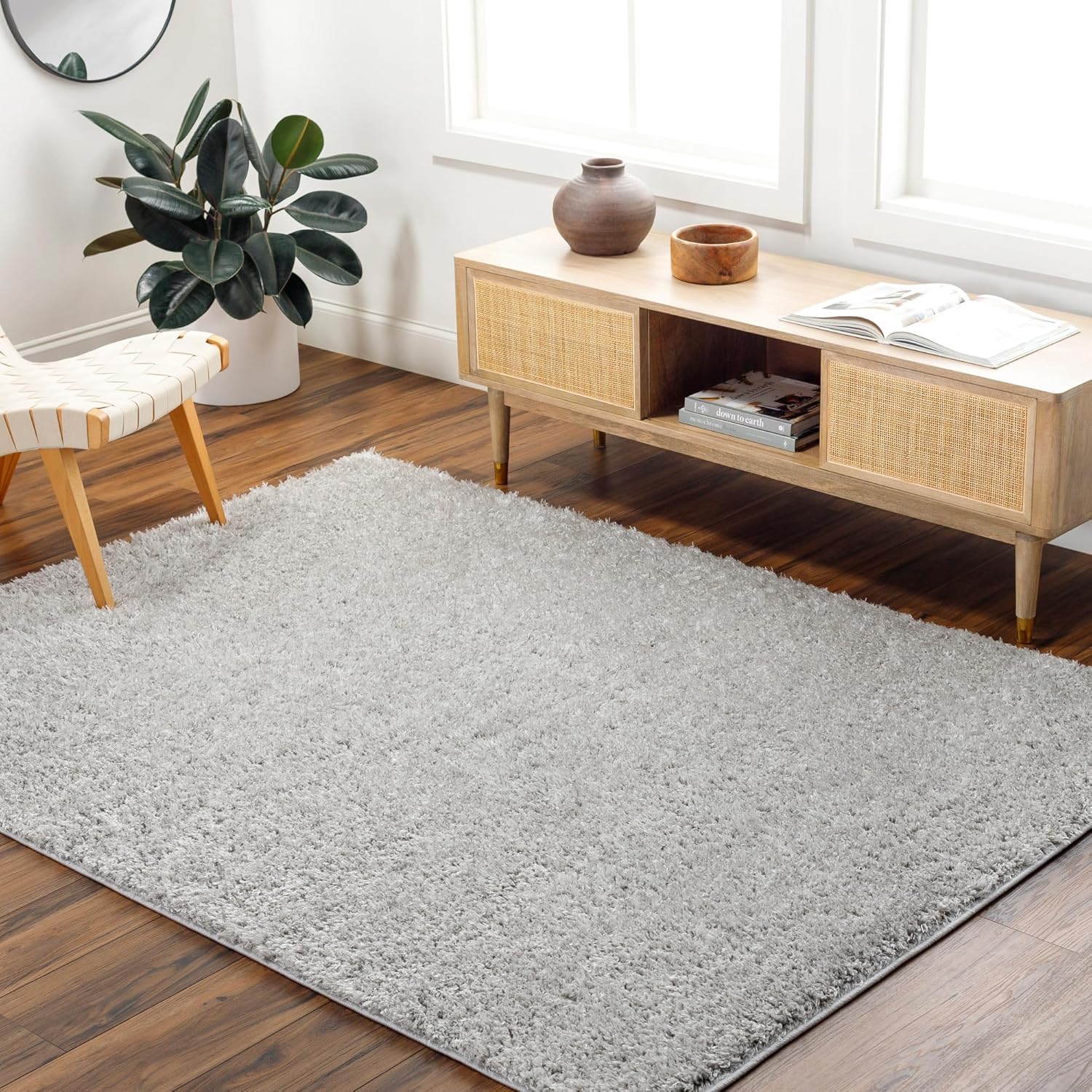 Artistic Weavers Moda Shag – Alfombra moderna de pelo largo, 7 pies 10 pulgadas x 10 pies, gris claro