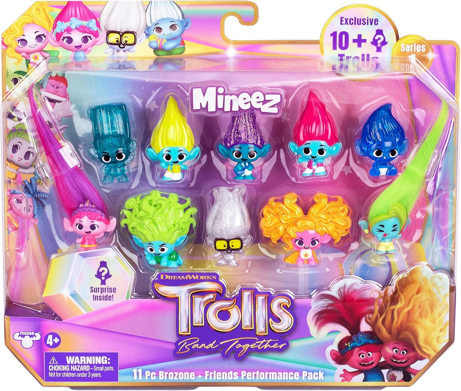 Trolls DreamWorks Band Together Mineez – Paquete de 11 piezas de Brozone + Friends, 11 figuras coleccionables de Mineez de 1.5 pulgadas y 1 accesorio