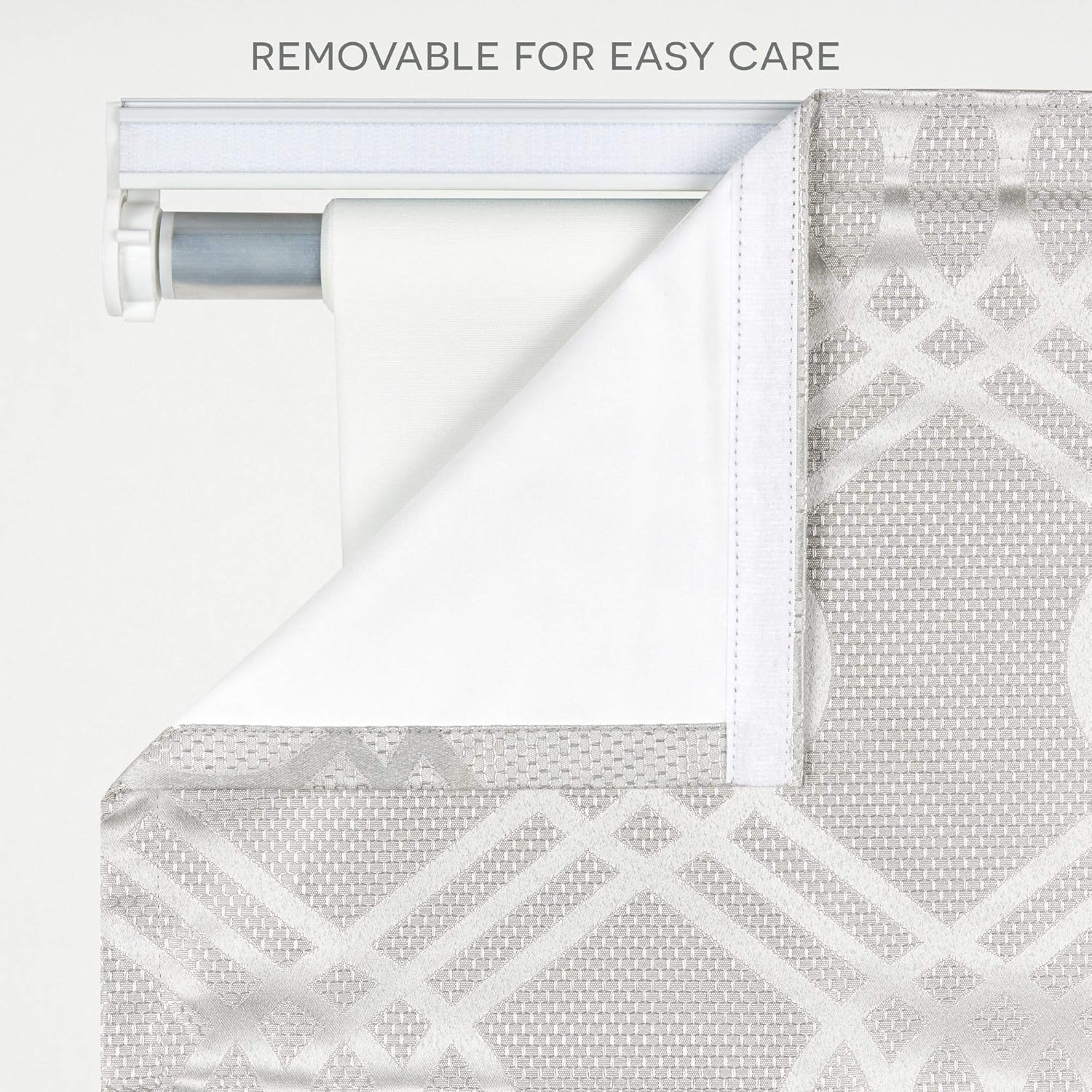 Exclusive Home Prague Trellis – Persiana romana 100% de poliéster opaco, 27 x 64 pulgadas, color plateado