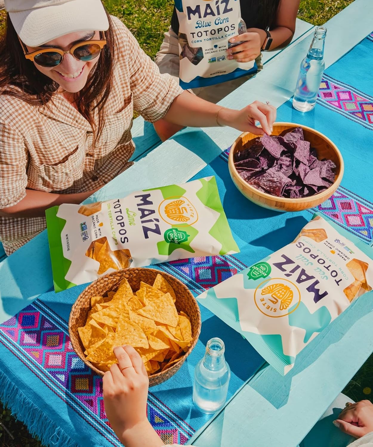 Siete Maiz Totopos Chips de tortilla de maíz  Maíz azul  Sin gluten  Snacks veganos  Sin OMG y chips de maíz orgánico  Hecho con aceite de aguacate