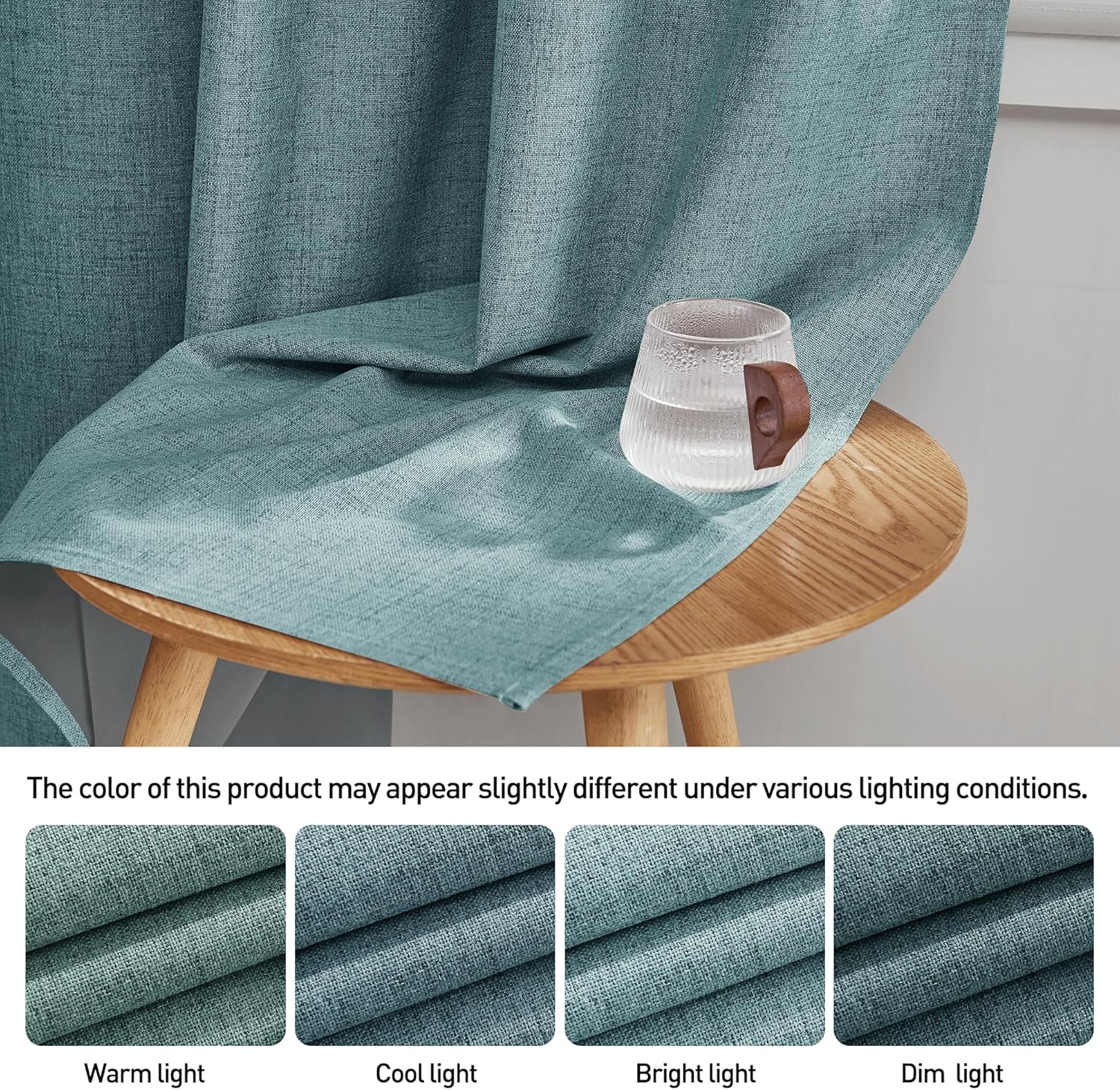 StangH Cortinas de ventana de dormitorio con forro, cortinas de lino 100% opacas, con aislamiento térmico, divisores de habitación para comedor,