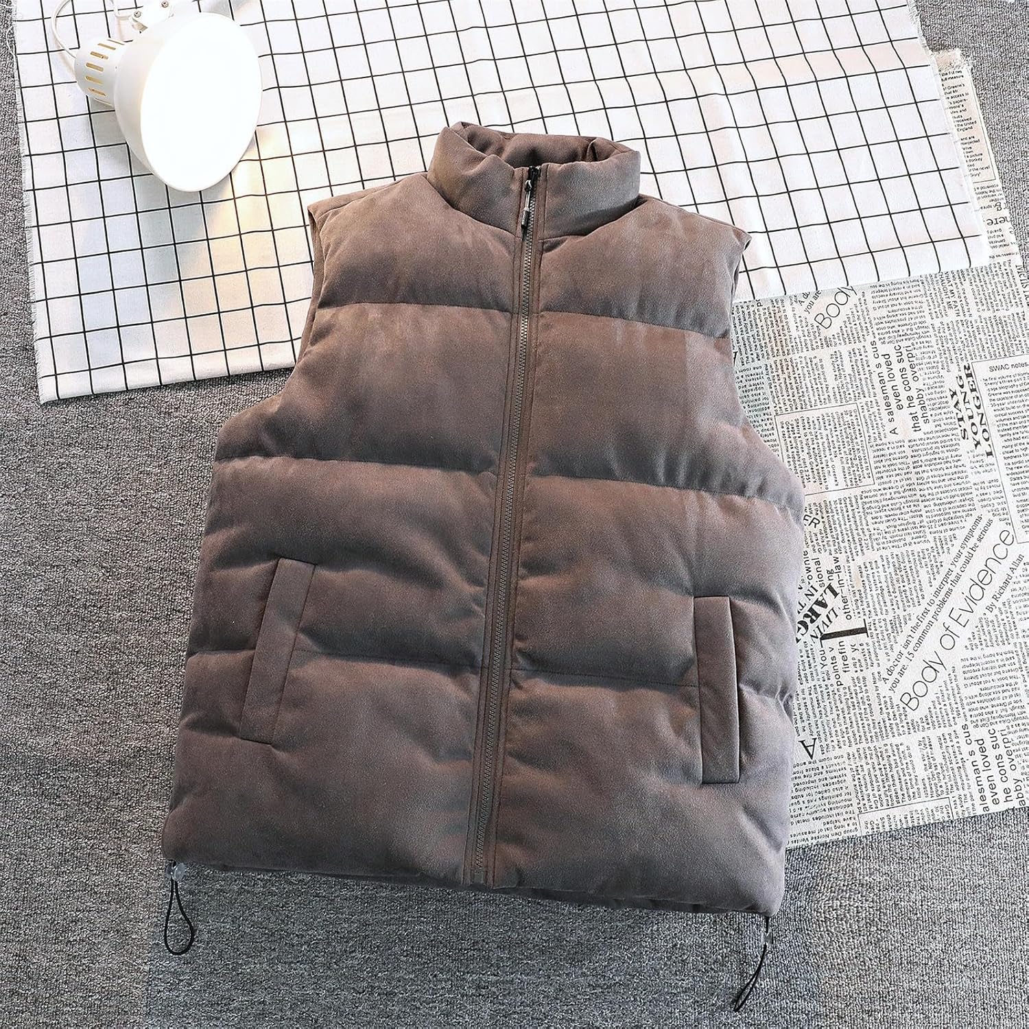 Chaleco acolchado para mujer, forro polar de invierno, chaqueta acolchada cálida con cremallera completa, cuello alto, chaleco térmico de plumón
