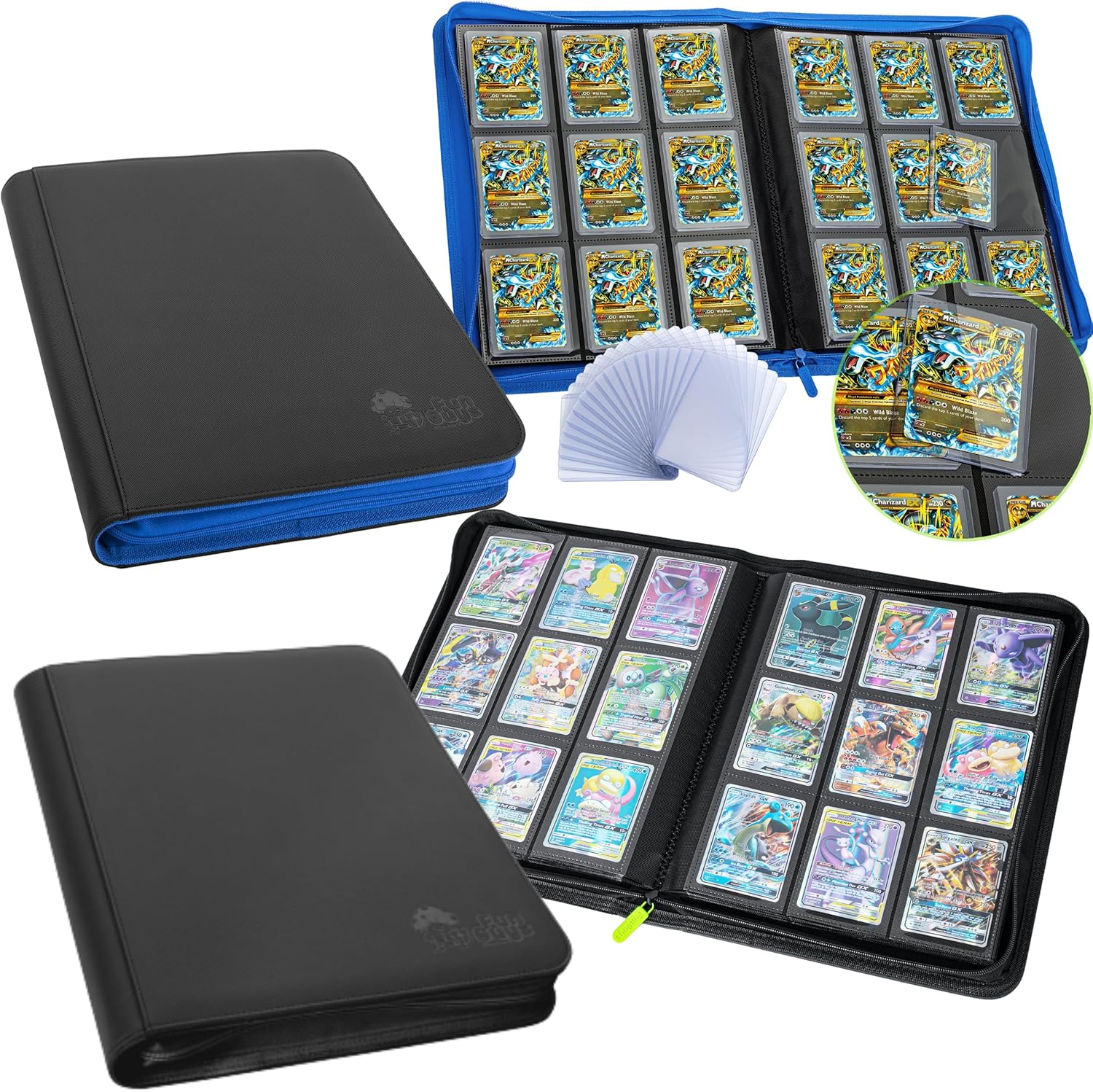 Carpeta Toploader para tarjetas coleccionables, paquete de 2 carpetas, carpeta de 9 bolsillos, carpeta de 252 cargadores superiores, 504 carpetas de