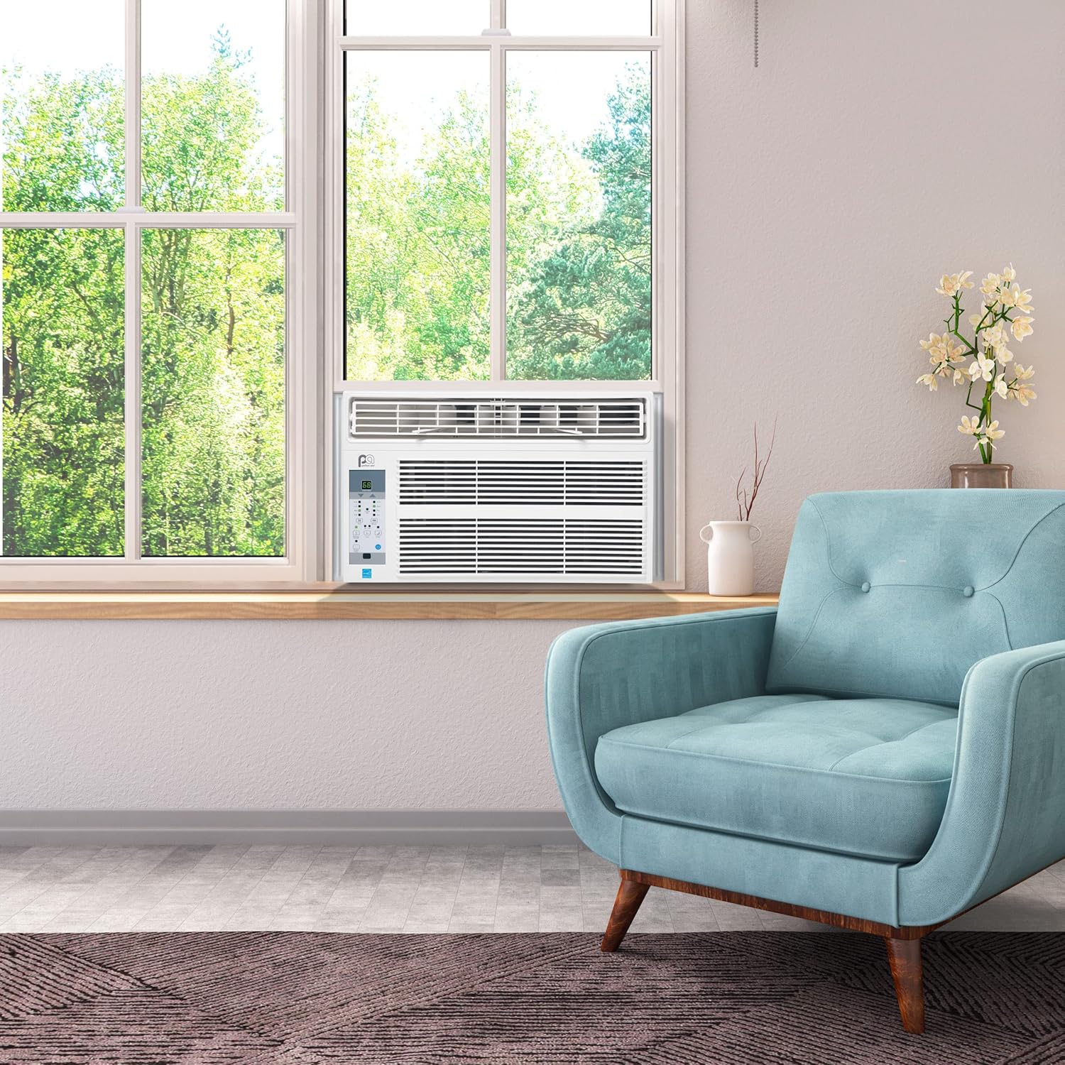 PerfectAire Aire acondicionado Energy Star de 8,000 BTU de 115 voltios con control remoto de función completa, kit de instalación, 350 pies cuadrados