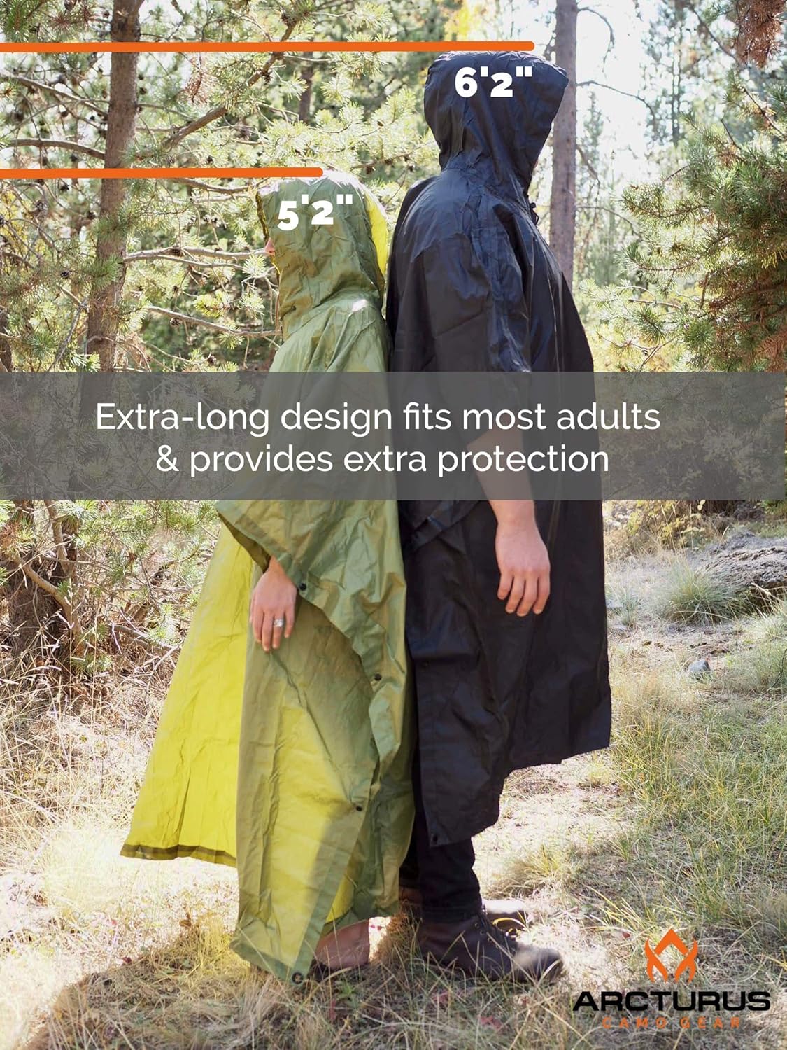 Arcturus – Poncho ligero de nailon Ripstop con capucha ajustable