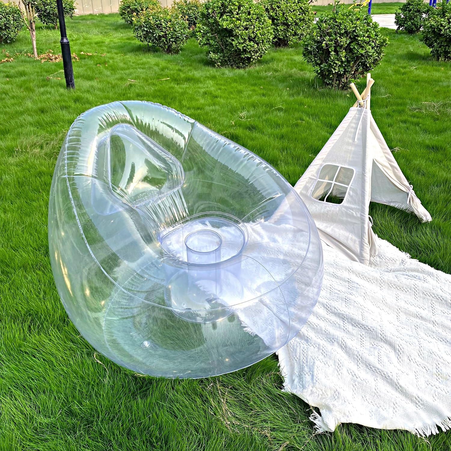 Baiao Silla inflable, sofá inflable transparente, sofá inflable, puf, sofá perezoso para habitación, muebles divertidos para interiores y exteriores