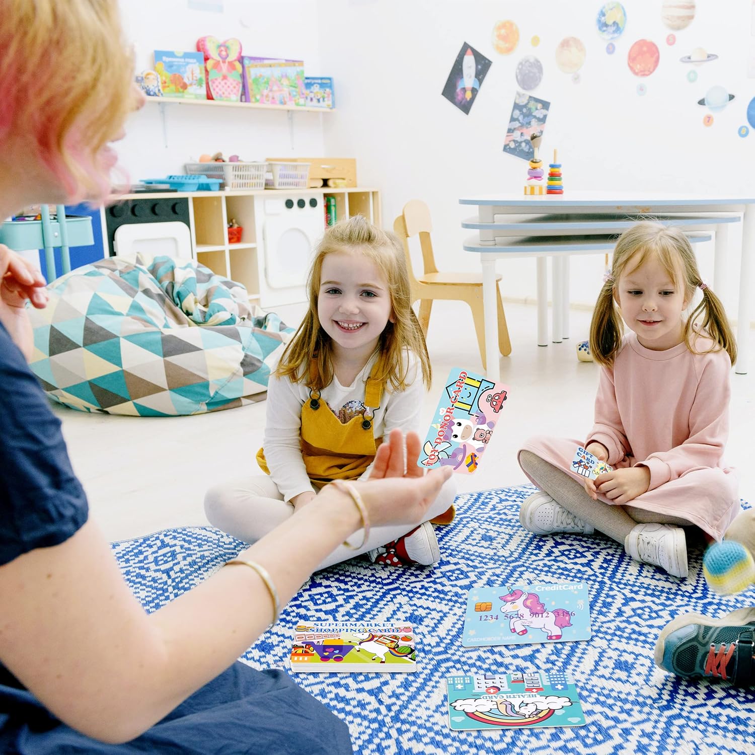 Tarjetas de crédito falsas para niños, tarjetas de crédito de unicornio para niñas, licencia de conducir, tarjetas de juego de membresía, tarjetas