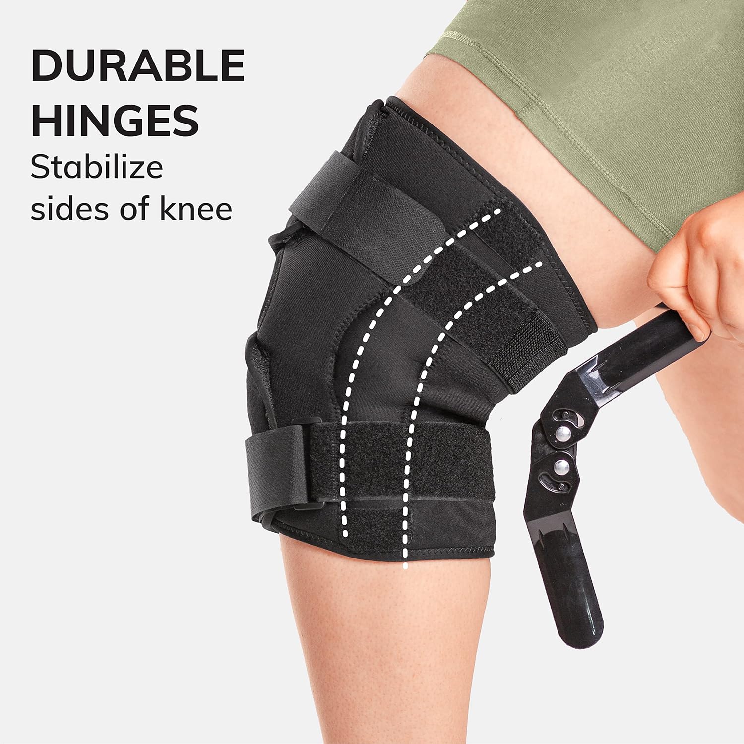 BraceAbility Rodillera envolvente de talla grande, soporte de compresión bariátrica con bisagras para hombres y mujeres con muslos grandes,