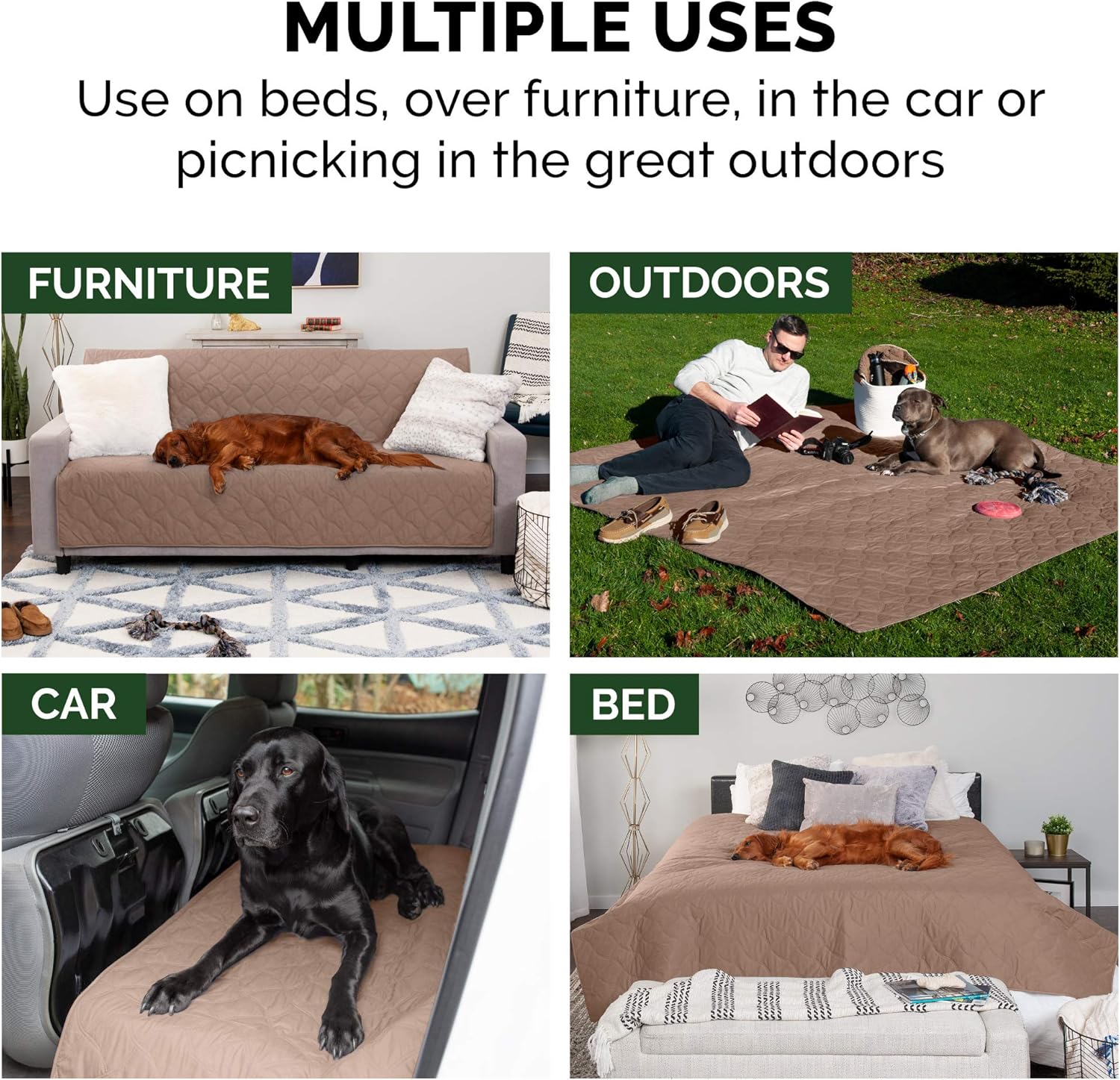Furhaven -Funda impermeable y antideslizante para sala de estar y muebles de mascotas para perros y gatos, lavable, piedra marrón, tamaño grande o