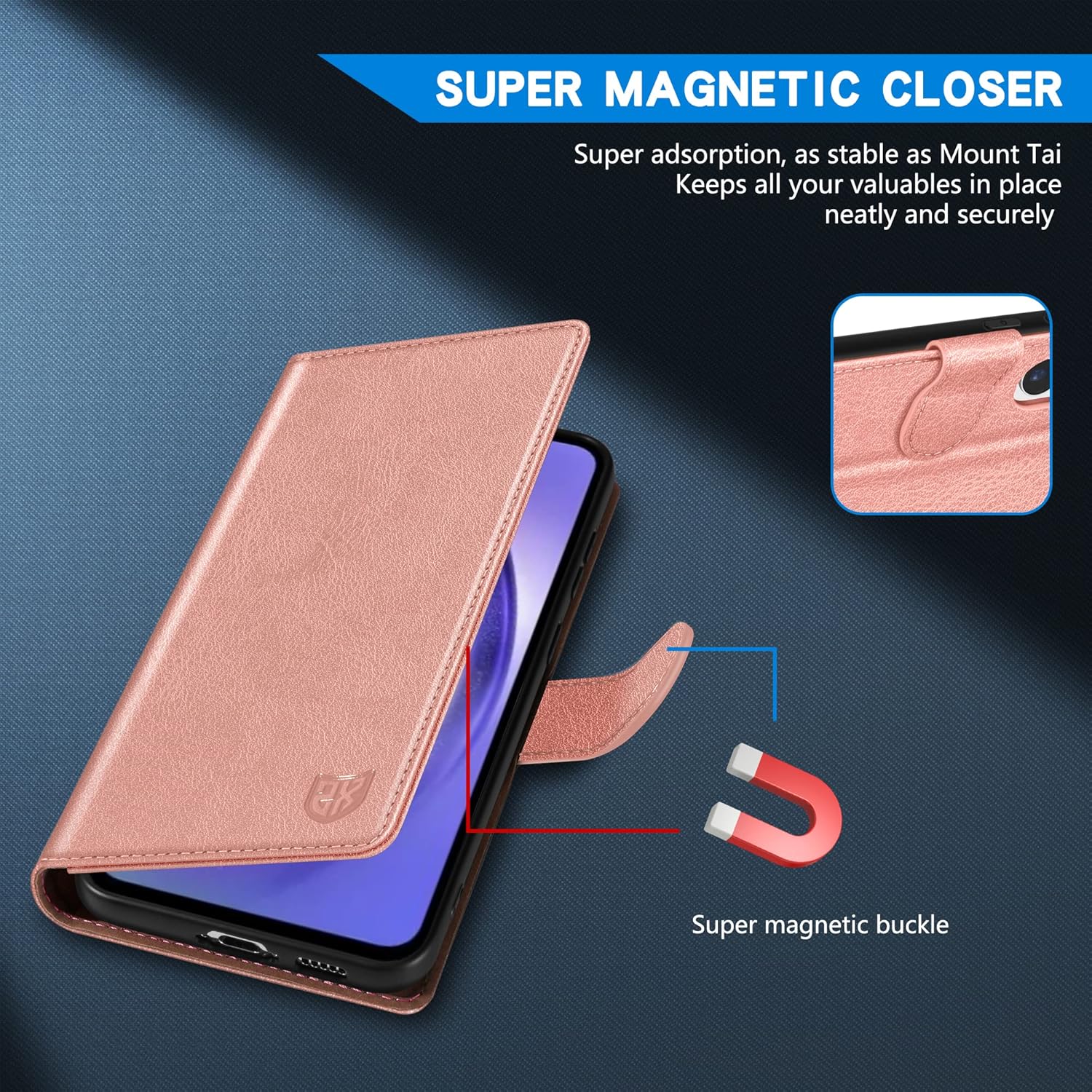 ZZXX Funda tipo cartera para Samsung Galaxy A54 5G con bloqueo RFID, ranura para tarjetas, función atril, cierre magnético, funda protectora de