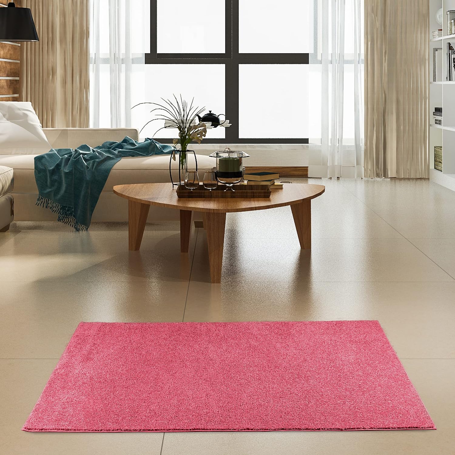 Alfombrilla de color liso, de felpa, moderna, alfombra adecuada para los niños y mascotas Fabricada en EE.UU., forma rectangular, alfombrilla ideal