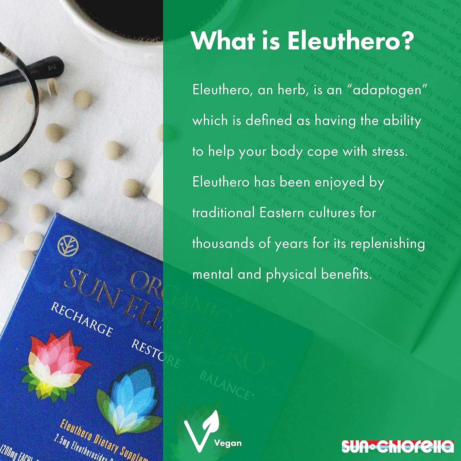 SUN CHLORELLA Eleuthero orgánico Sun – 200mg, 240ct
