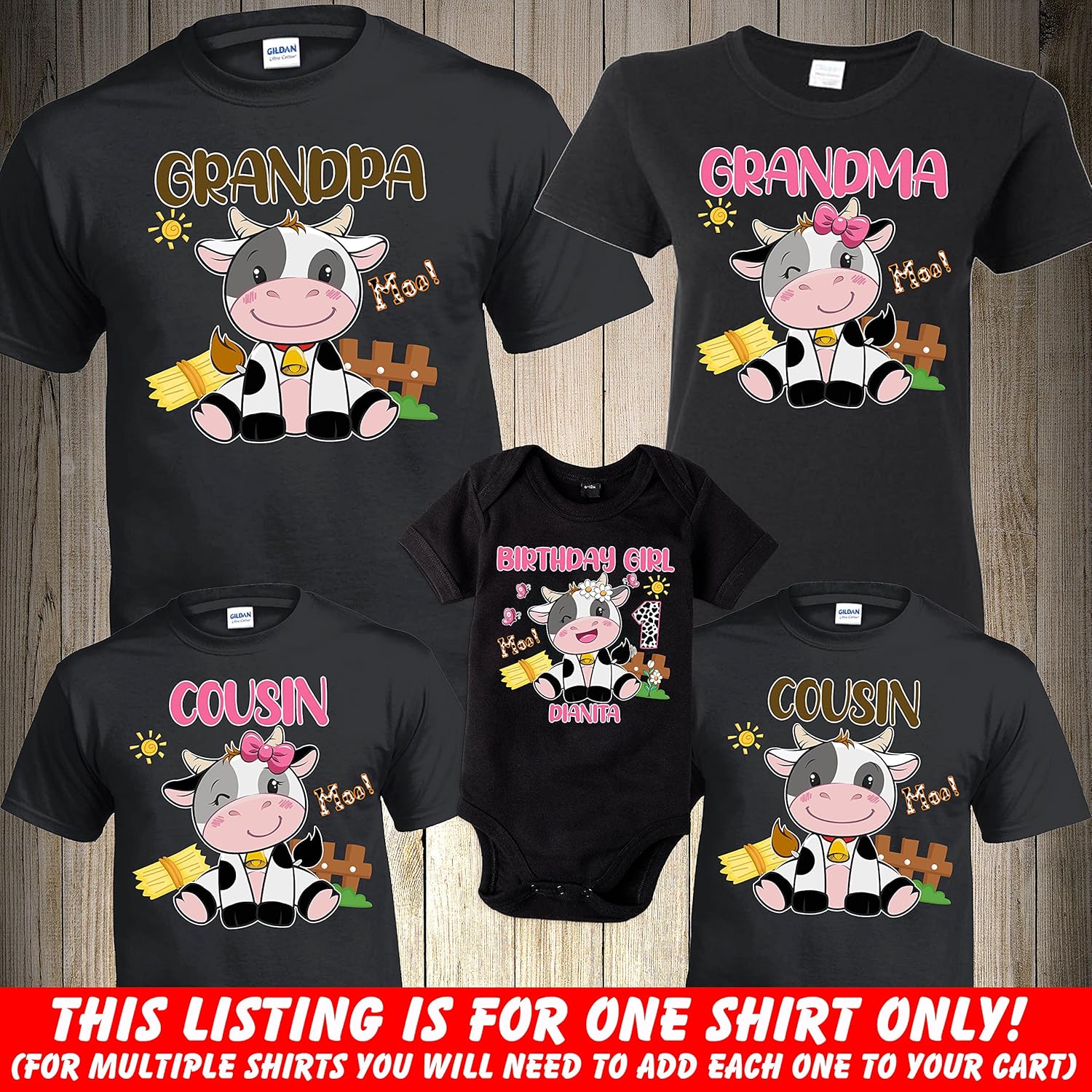Cow Birthday Girl Shirt, Birthday Girl, Birthday Boy, Matching Cow Family Birthday shirt, Farm Birthday Shirt,Personalized Birthday Shirt