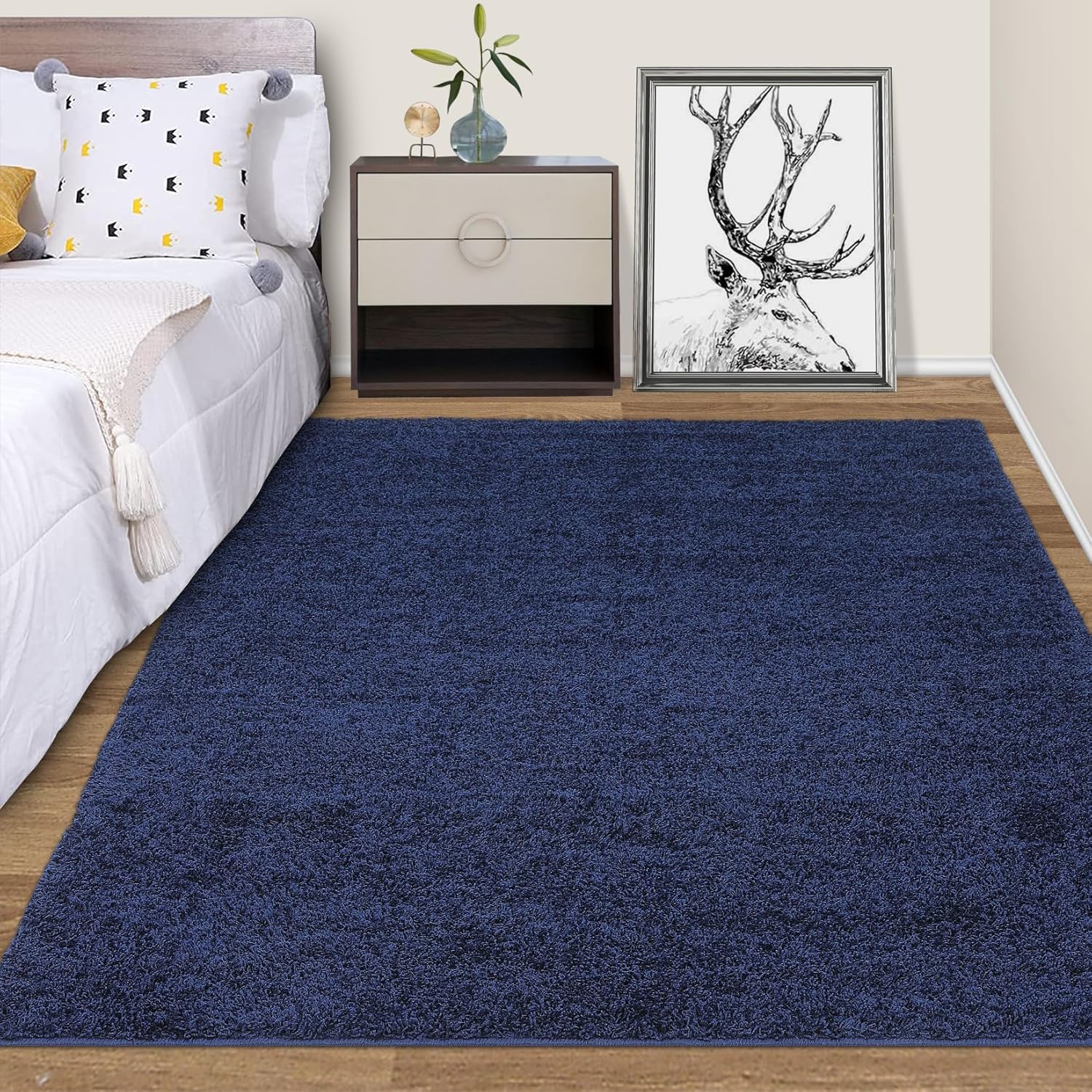 NANAN Alfombra decorativa moderna de 5 x 8 pies, para interiores, grande, suave, esponjosa, que no se desprende, para sala de estar, guardería,
