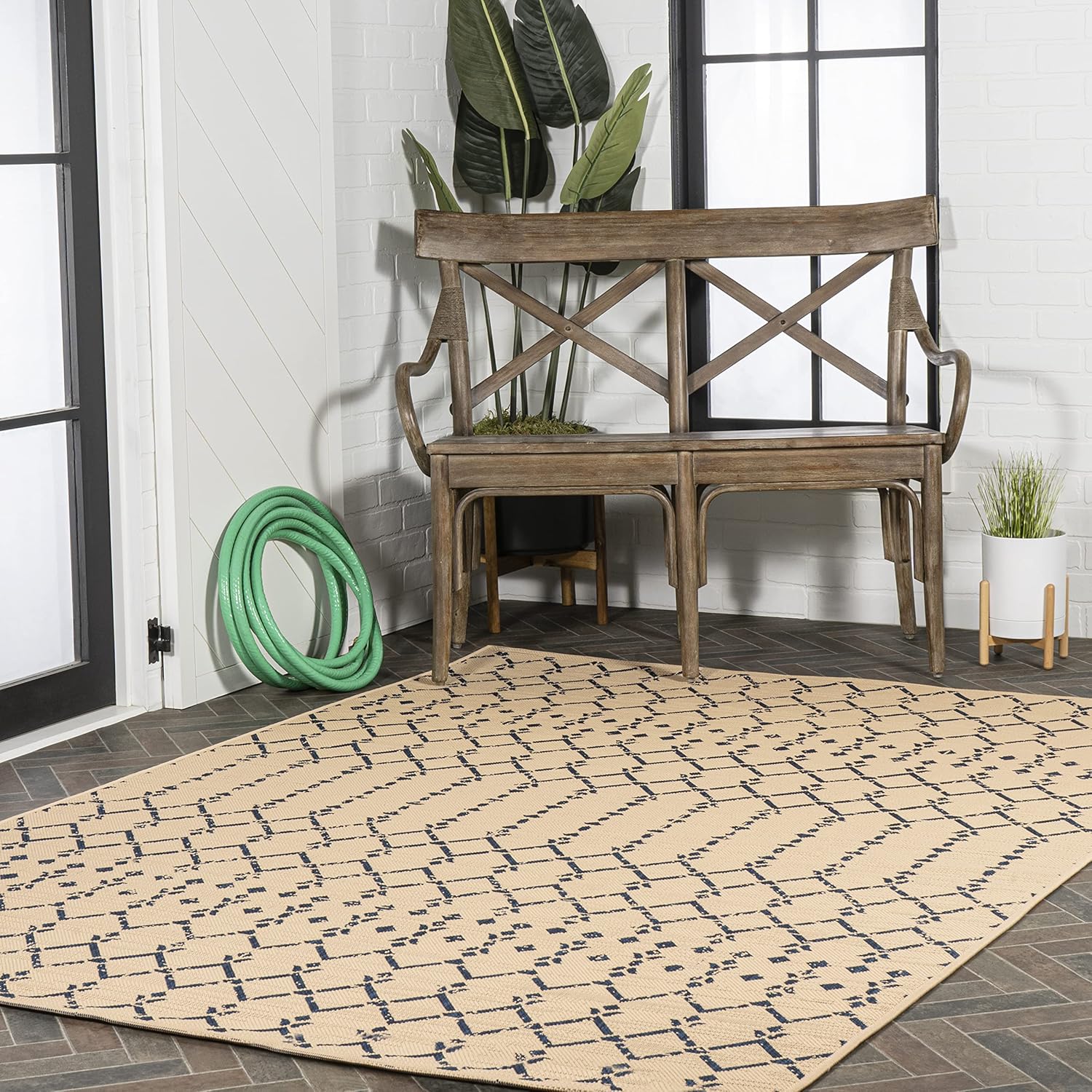 JONATHAN Y – Alfombra marroquí Ourika tejida con textura geométrica para interiores y exteriores, estilo bohemio, rústico, fácil limpieza, no suelta