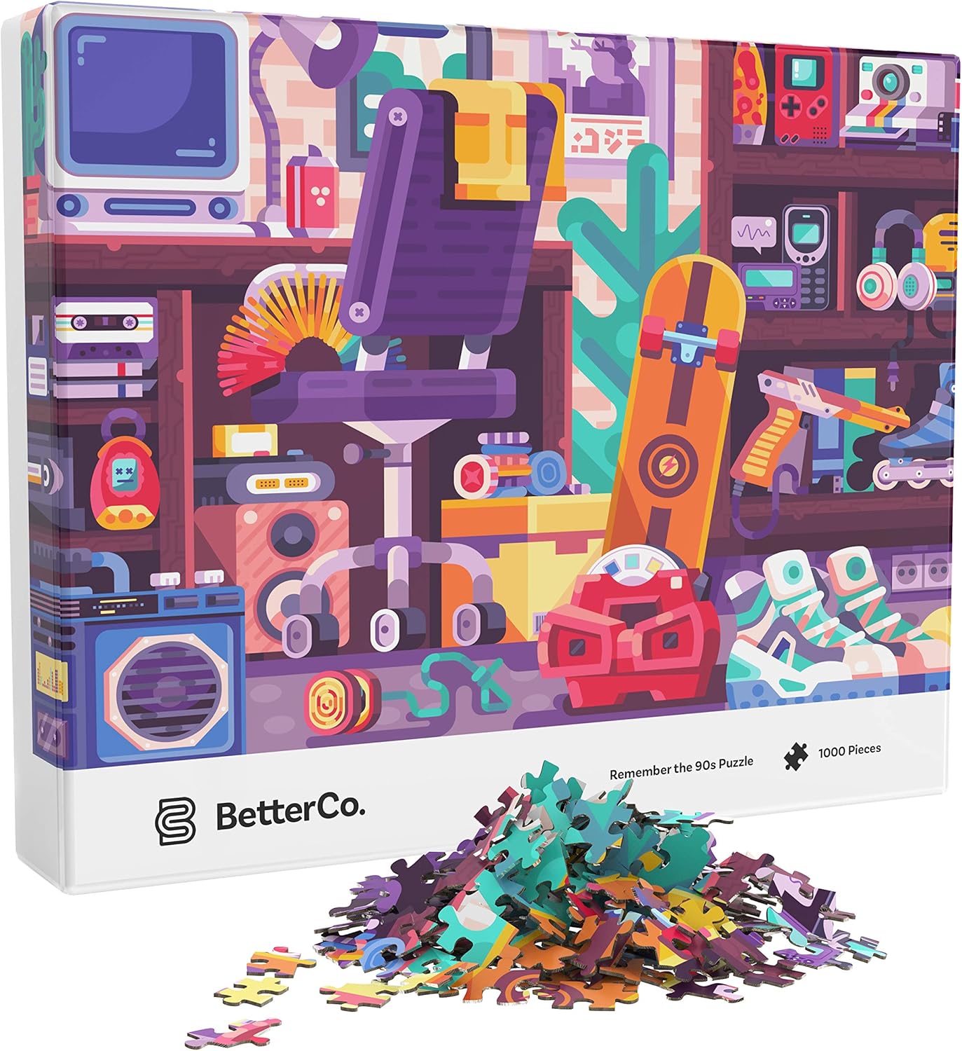BetterCo. Remember The 90’s Puzzle, rompecabezas de azulejos para artes y manualidades, juguete de recreación para niños y adultos, decoración de
