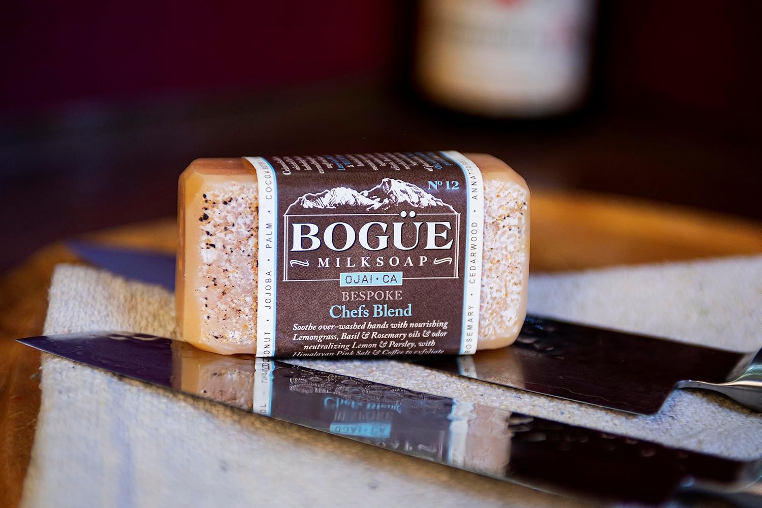 Bogue Goat Milk Soap- Himalayan Pink Salt & Coffee exfoliate, odor neutralizing Lemon & Parsley, nourishing Lemongrass, Basil, Rosemary & Cedarwood.