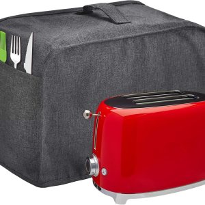 Funda para tostadora con 2 bolsillos, puede contener cuchillos y pinzas para tostadora, cubierta para electrodomésticos con asa superior, protección Funda para tostadora con 2 bolsillos, puede contener cuchillos y pinzas para tostadora, cubierta para electrodomésticos con asa superior, protección