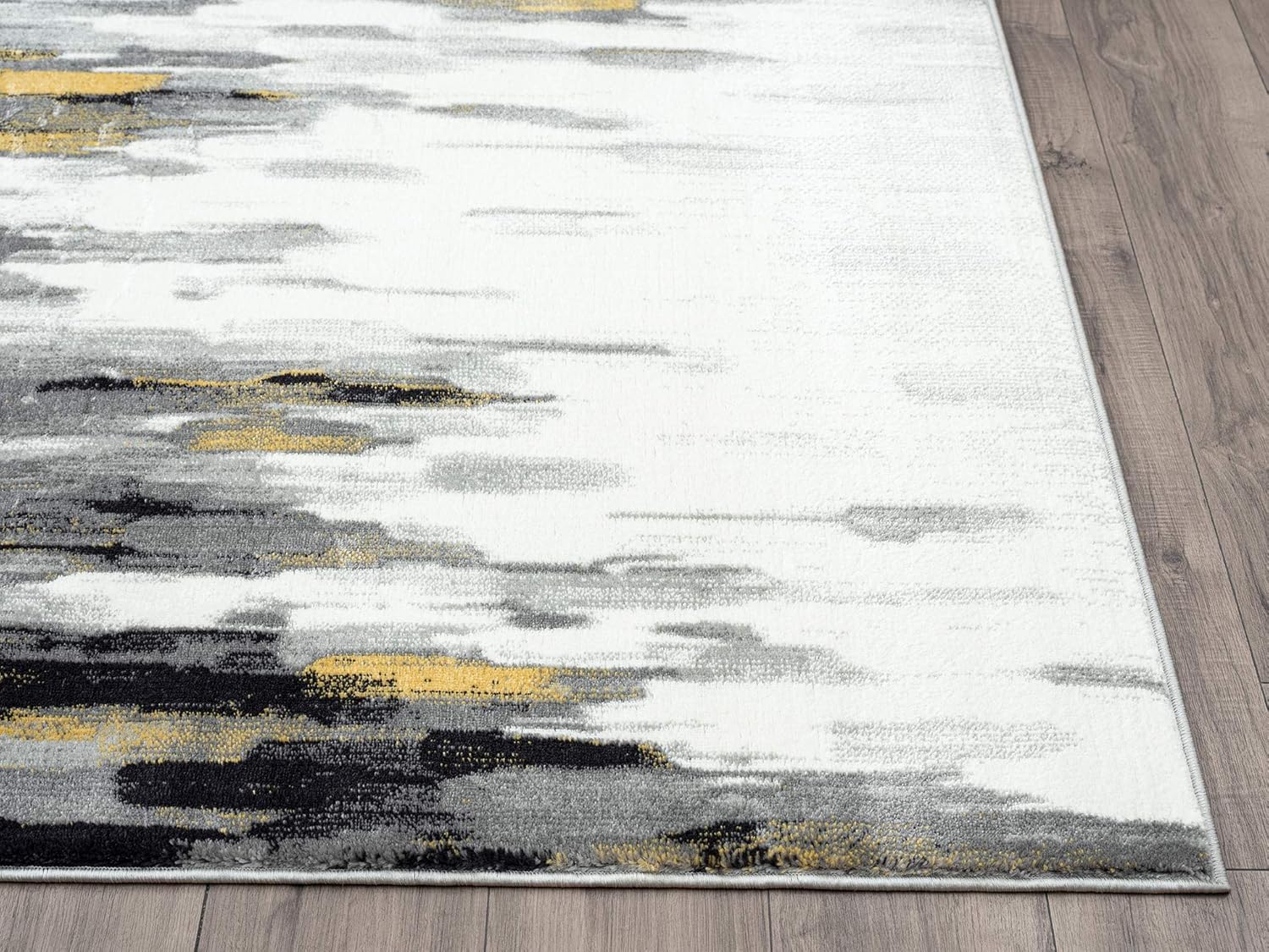 Abani Porto PRT140C – Alfombra abstracta contemporánea, gris y amarillo, 7 pies 9 pulgadas x 10 pies 2 pulgadas