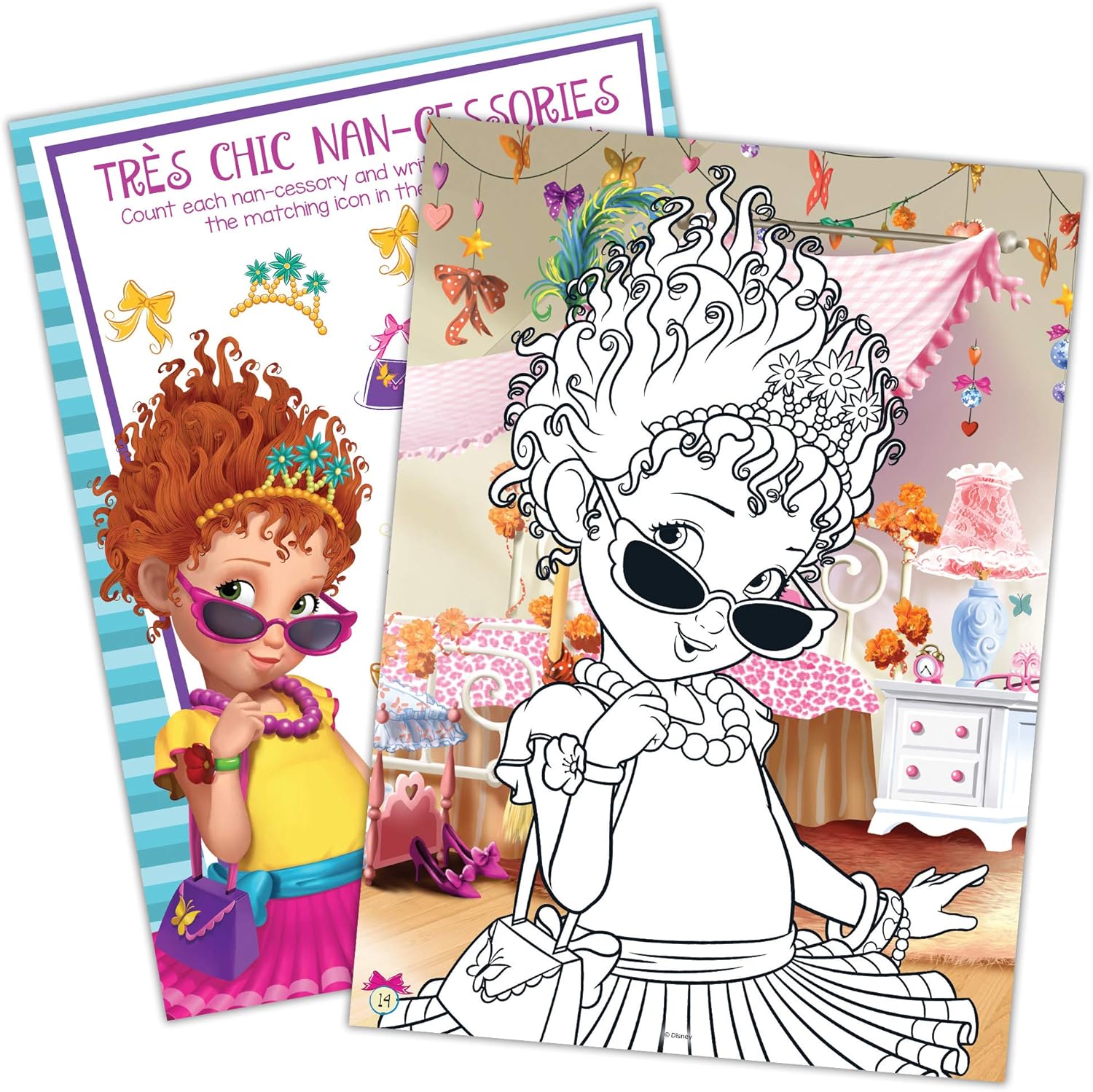 Fancy Nancy Disney 45647 Libro de actividades con pegatinas de joyas de 48 páginas