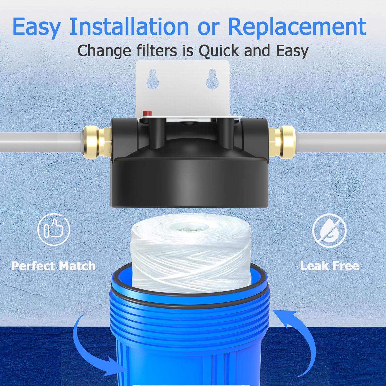 MewMore Cartucho de filtro de agua de 5 micrones para toda la casa, filtros de sedimentos para heridas de cuerda para agua de pozo, repuesto para