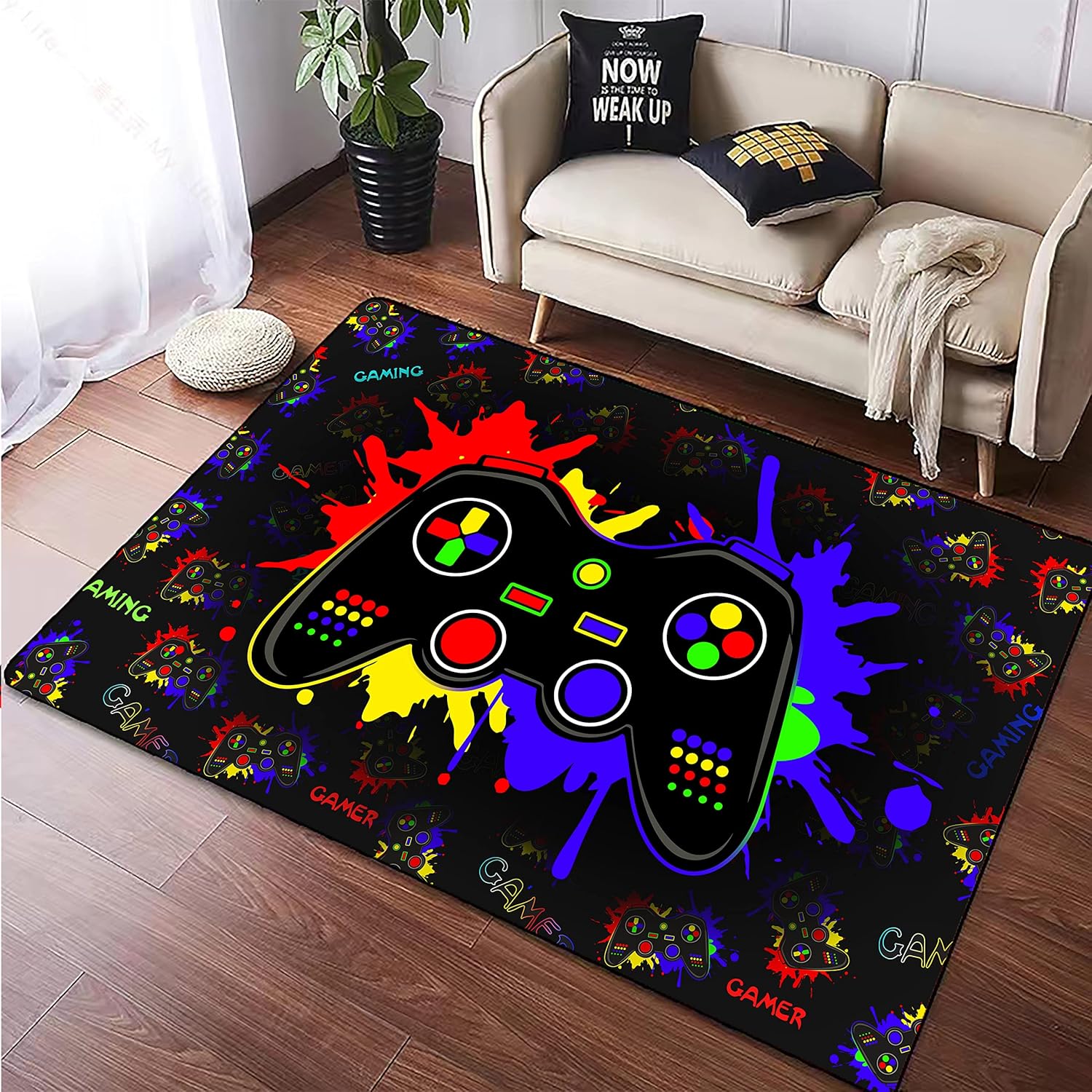 Alfombras modernas antideslizantes con impresión 3D de control de videojuegos, regalo para sala de estar, dormitorio, alfombras, entrada, piso,