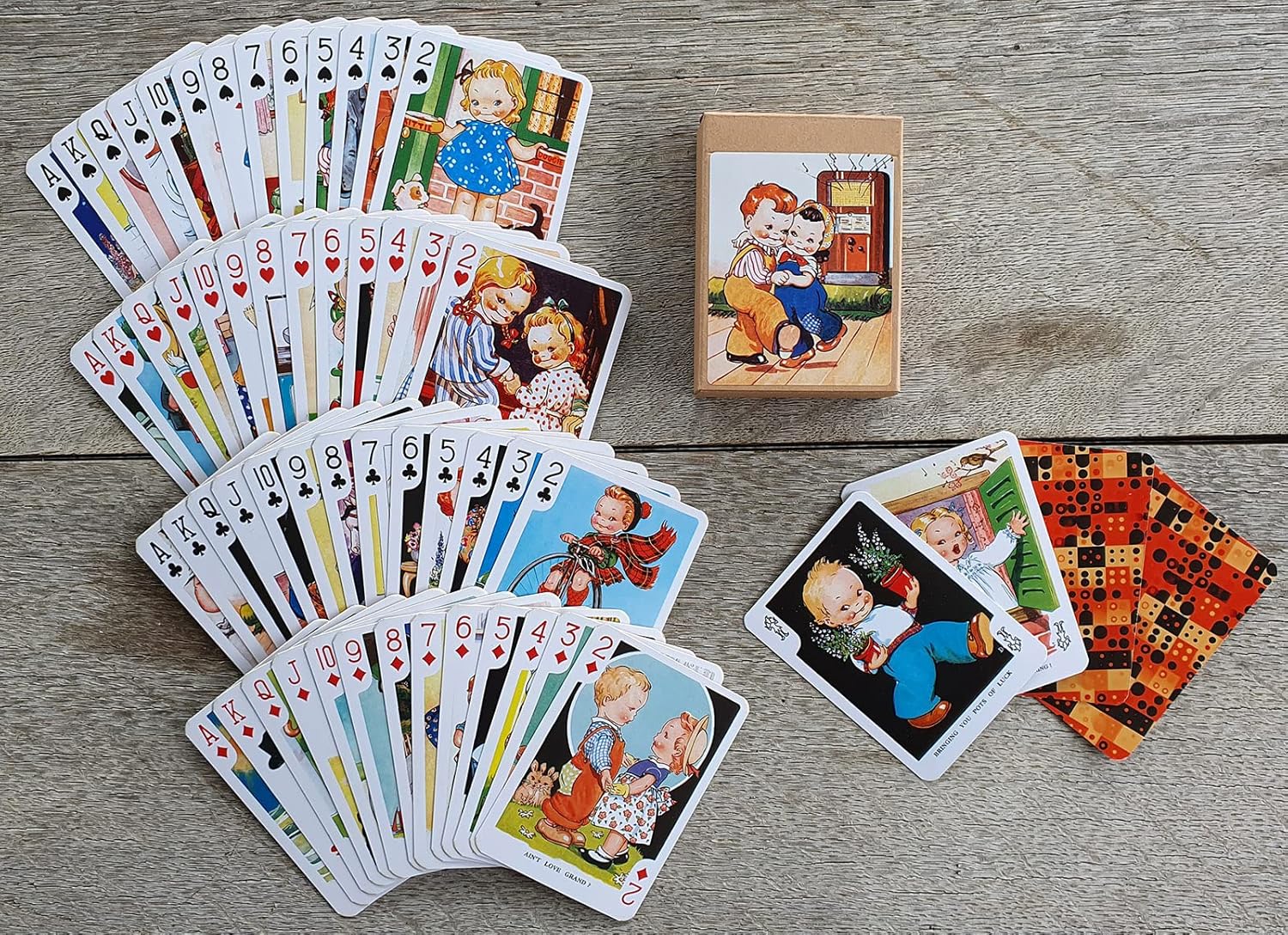 Dibujos animados divertidos jugando a las cartas (baraja de póquer 54 cartas todas diferentes) Vintage Dibujos animados divertidos escenas de la vida