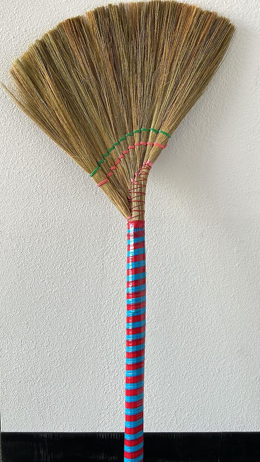 Auténtica escoba asiática hecha a mano, juego de 3 unidades, escoba de paja vietnamita de primera calidad, 40 pulgadas de longitud