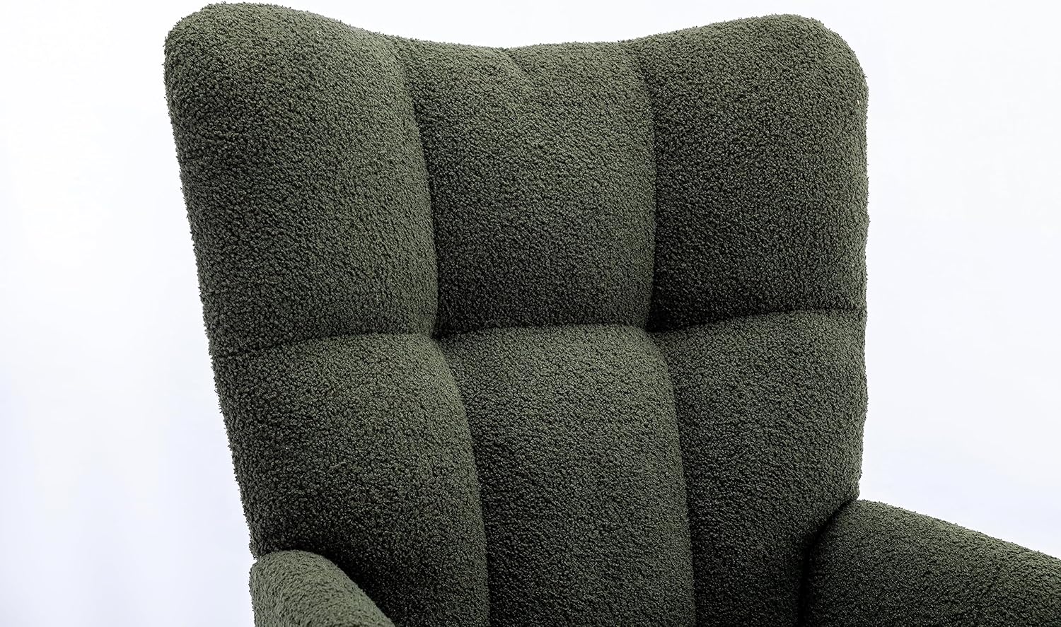 Mecedora para guardería, mecedora tapizada de tela de peluche, mecedora con bolsillo de almacenamiento, sillón con respaldo alto, cómoda silla