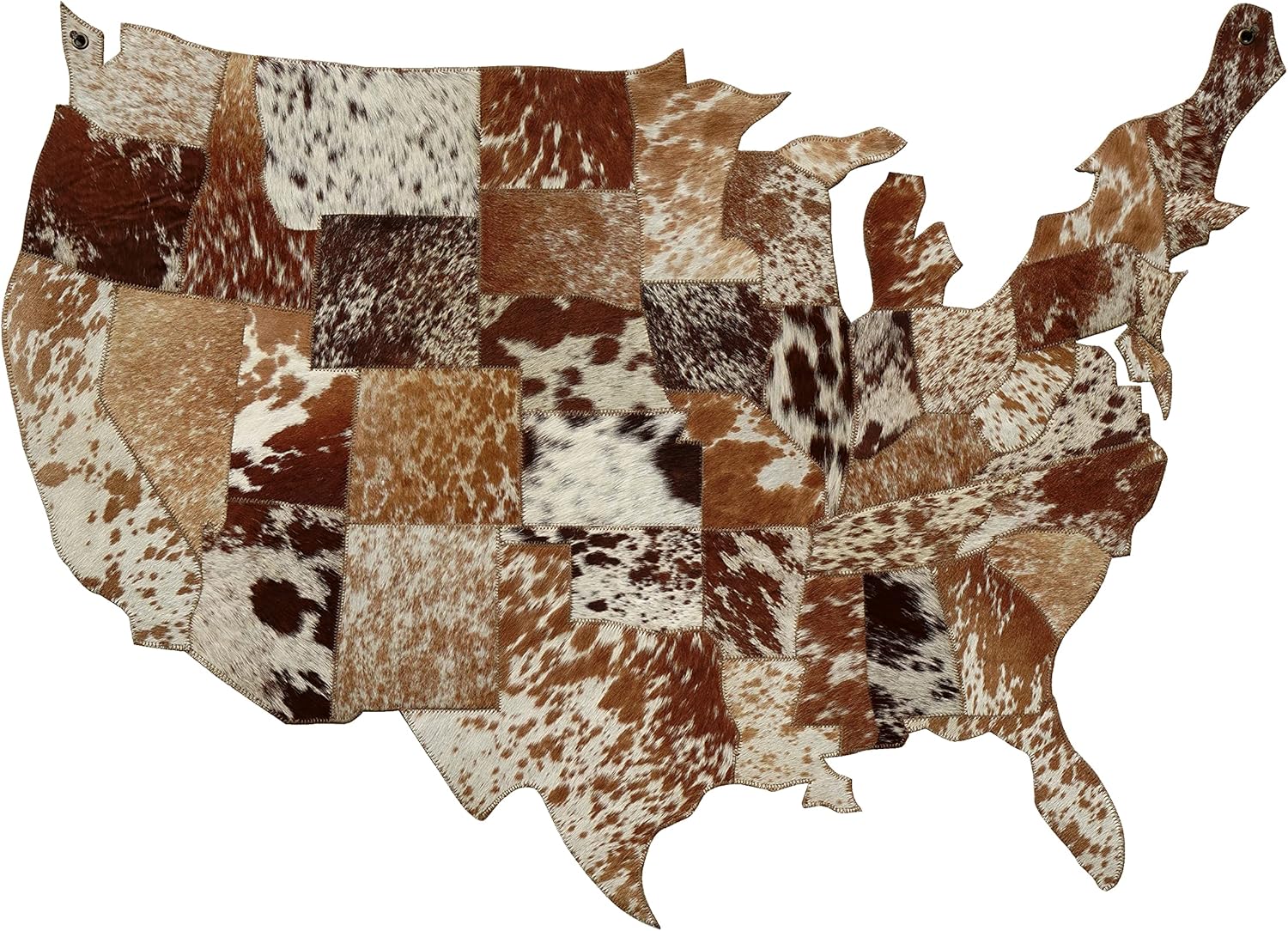 LOOMINAIRE Glory – Mapa de cuero de vaca hecho a mano para colgar en la pared de su hogar y oficina, tamaño grande 4’x3′
