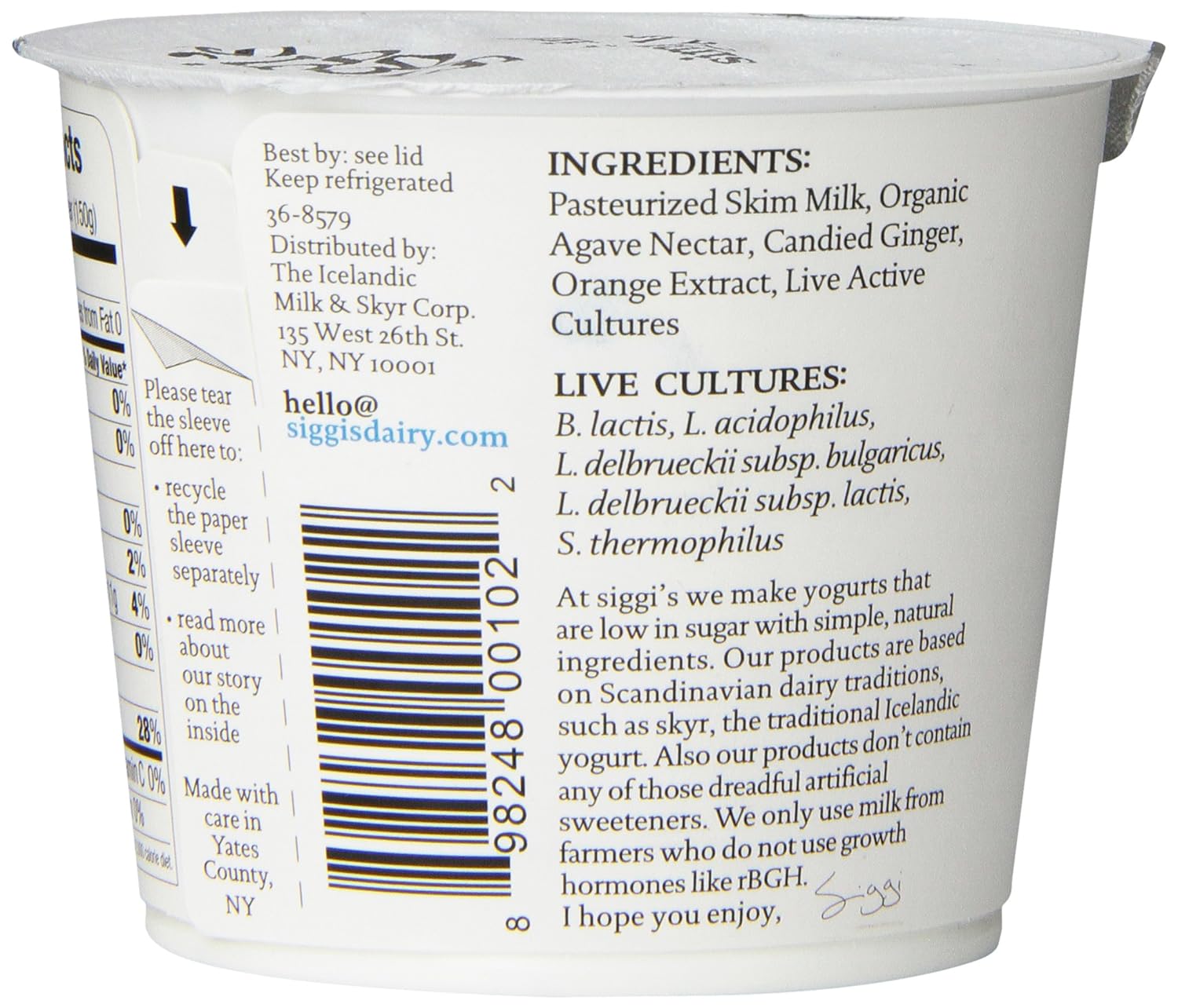 siggi’s Yogur islandés sin grasa, melocotón, 5.3 onzas taza de una sola porción, bocadillo de yogur grueso y rico en proteínas