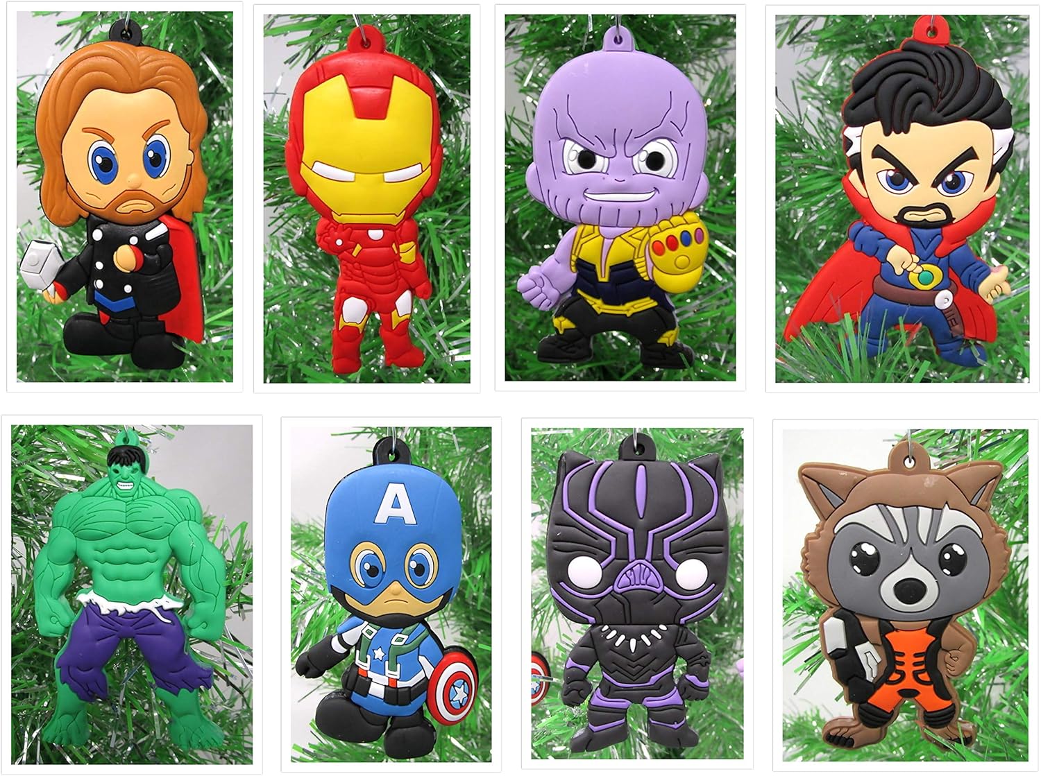 Super Hero Avengers – Juego de adornos aleatorios de 68 piezas con Hulk, Capitán América, Iron Man (diseño único inastillable)