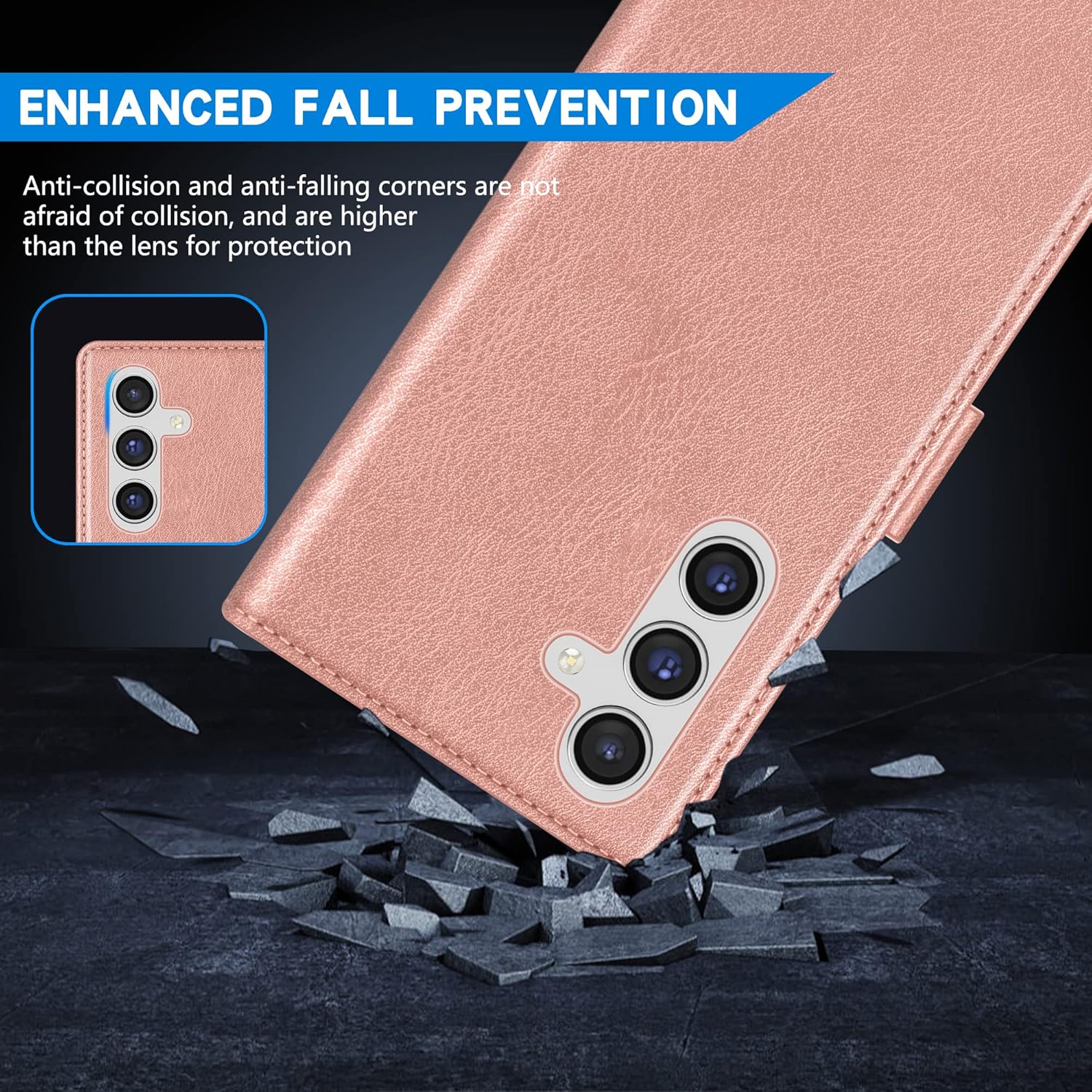 ZZXX Funda tipo cartera para Samsung Galaxy A54 5G con bloqueo RFID, ranura para tarjetas, función atril, cierre magnético, funda protectora de